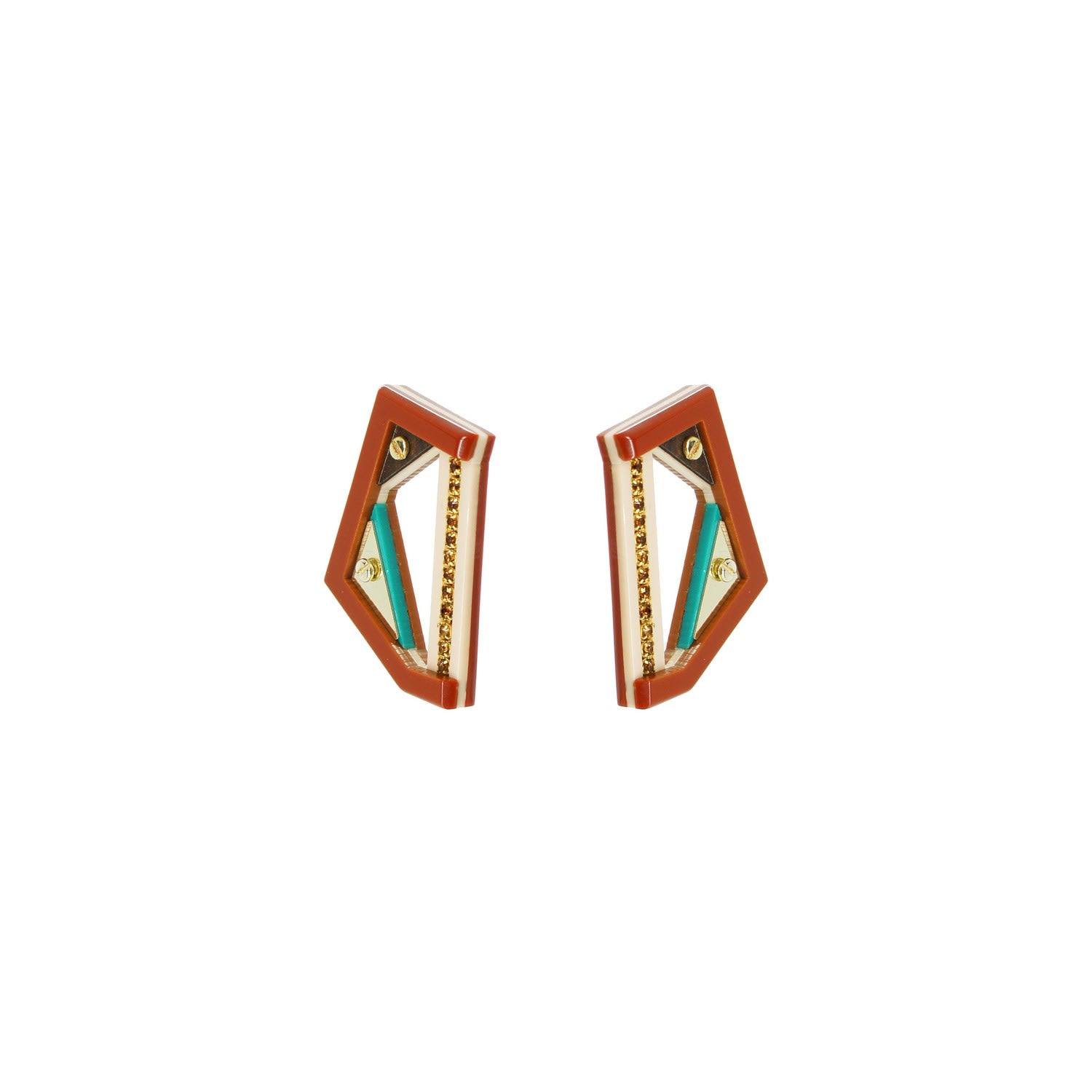 Acrylic Handmade Earring Faceted Cinnamon