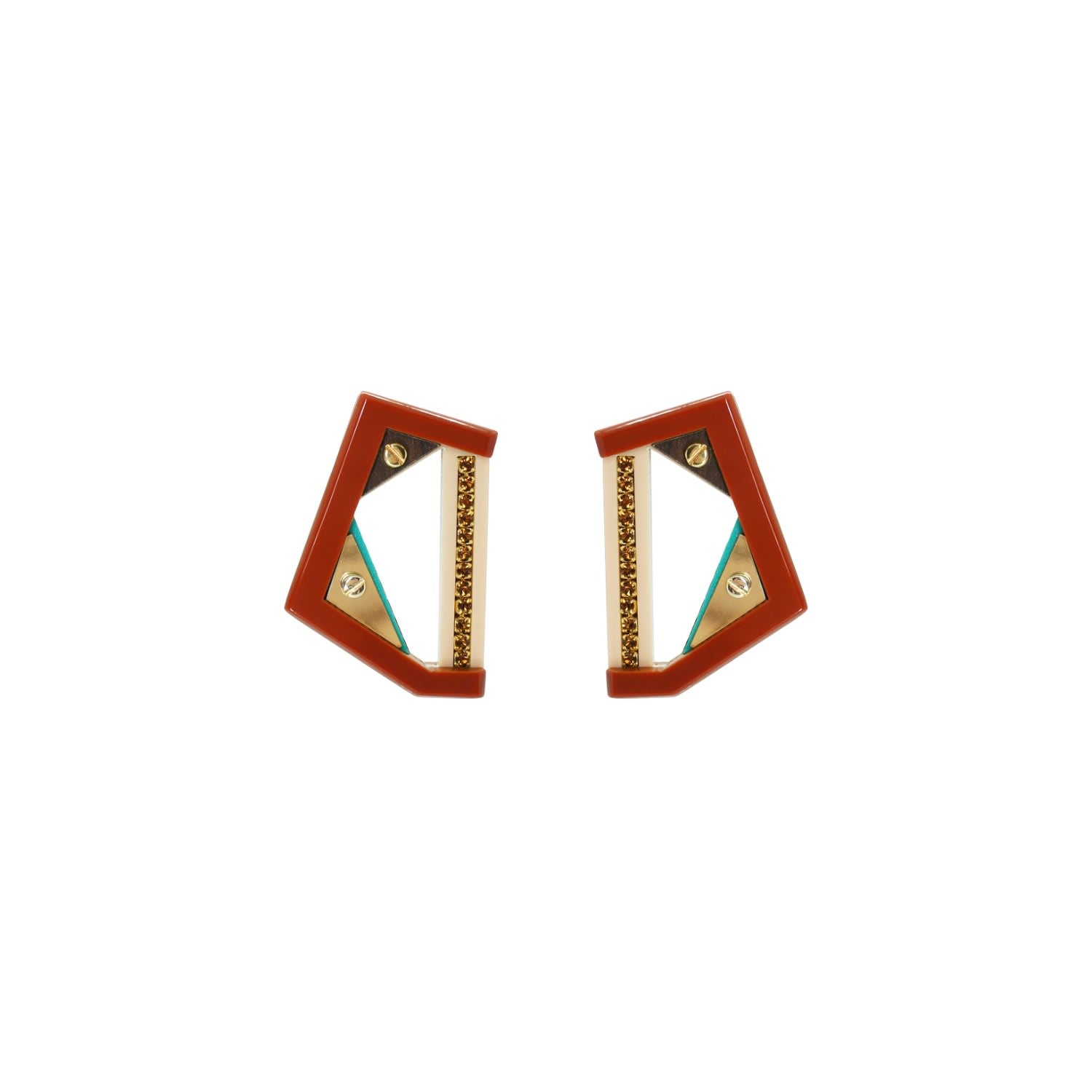 Acrylic Handmade Earring Faceted Cinnamon