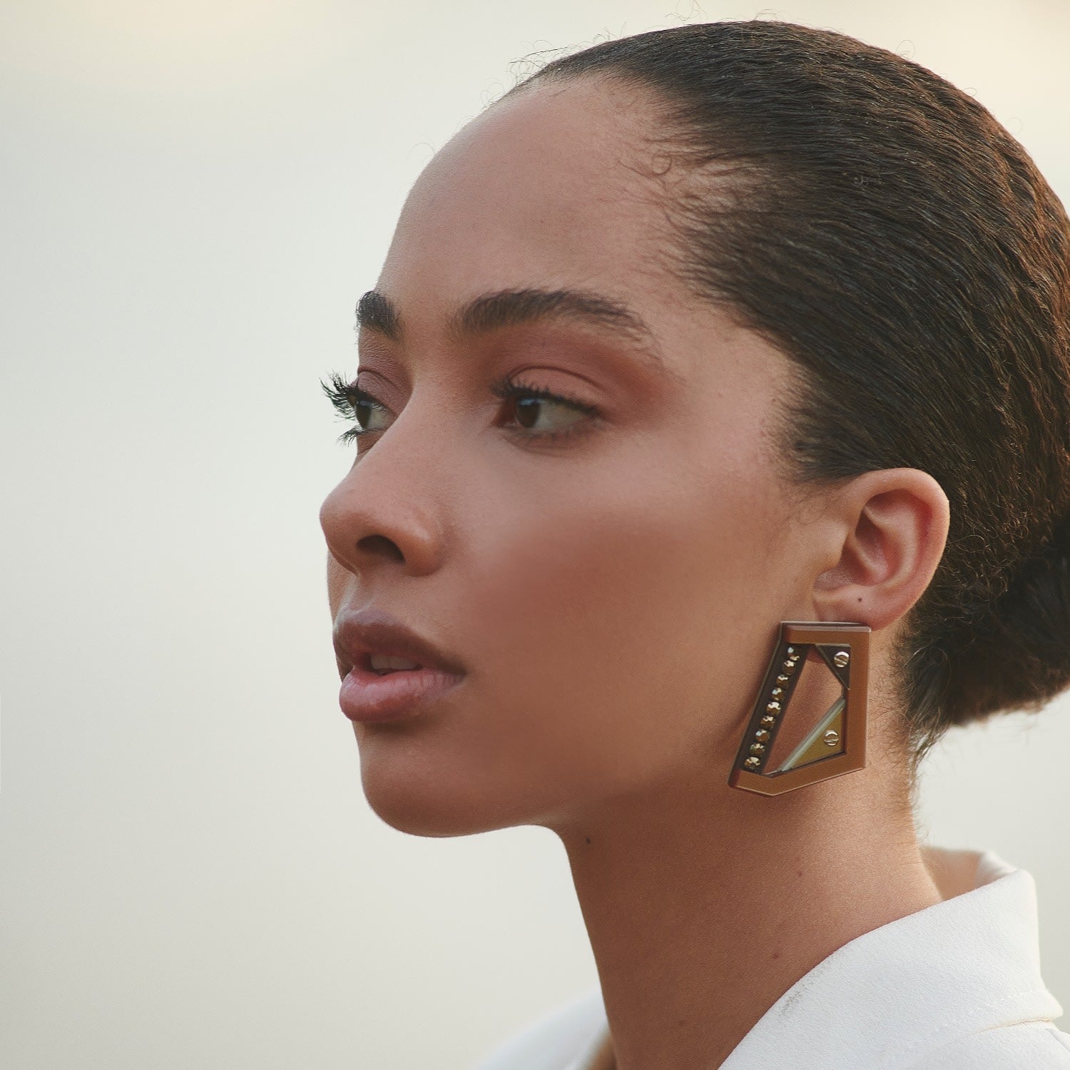 Acrylic Handmade Earring Faceted Gold