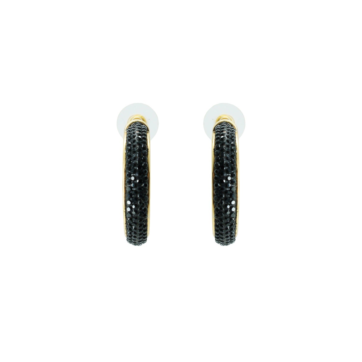 Acrylic Handmade Earring Hoops Strass Black