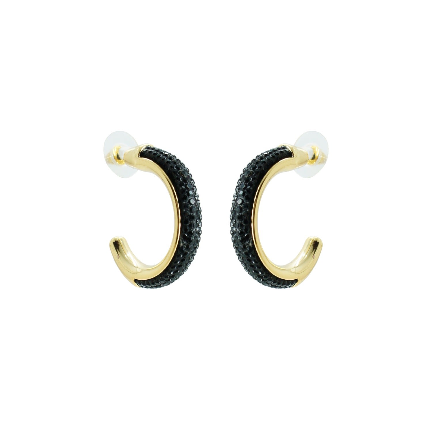 Acrylic Handmade Earring Hoops Strass Black