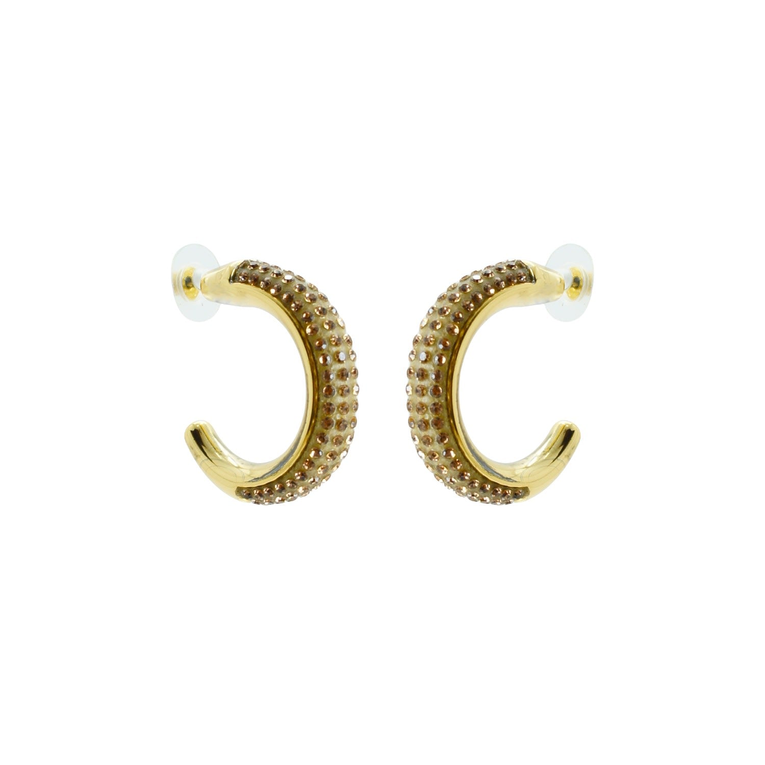 Acrylic Handmade Earring Hoops Strass Golden