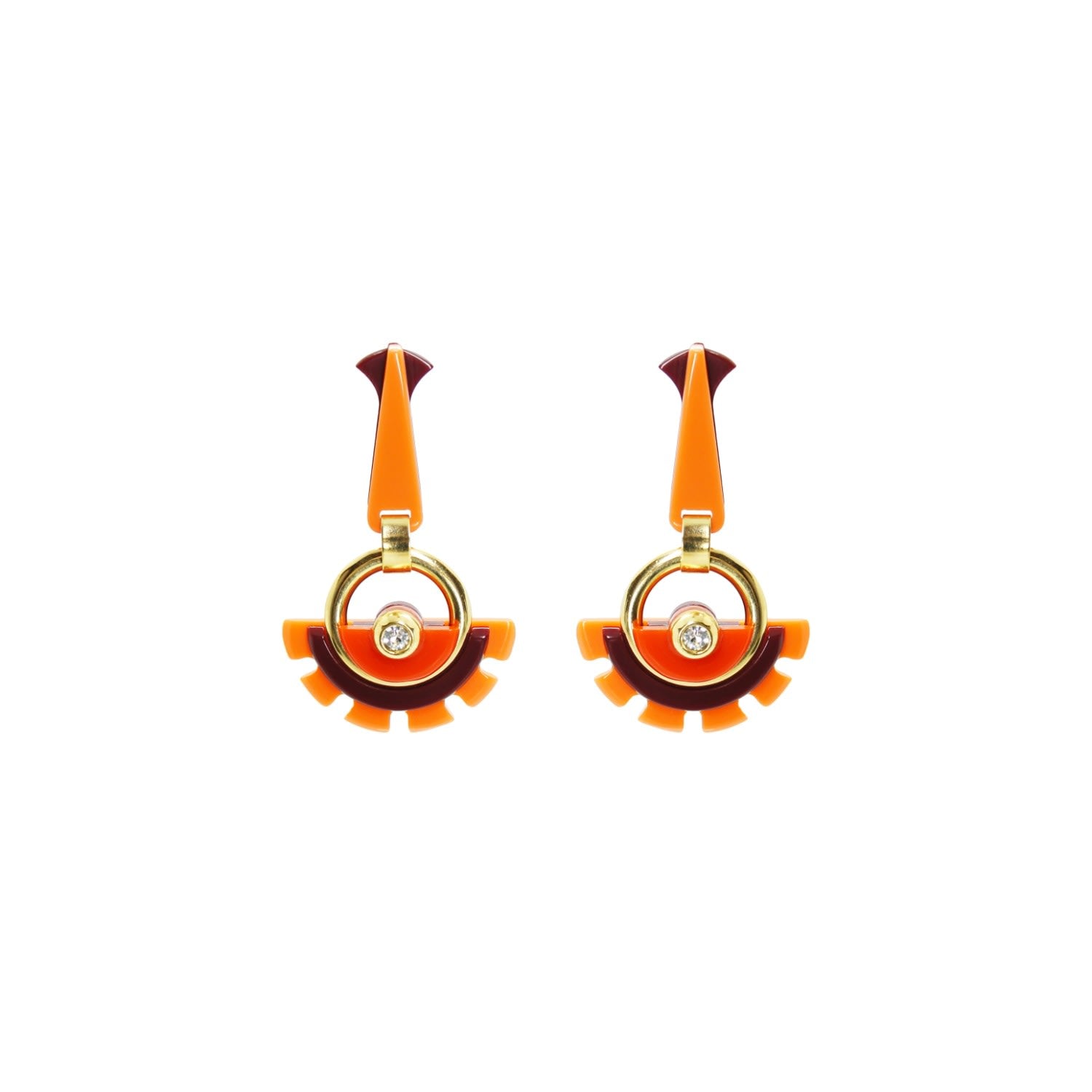 Acrylic Handmade Earring Indaiá Orange