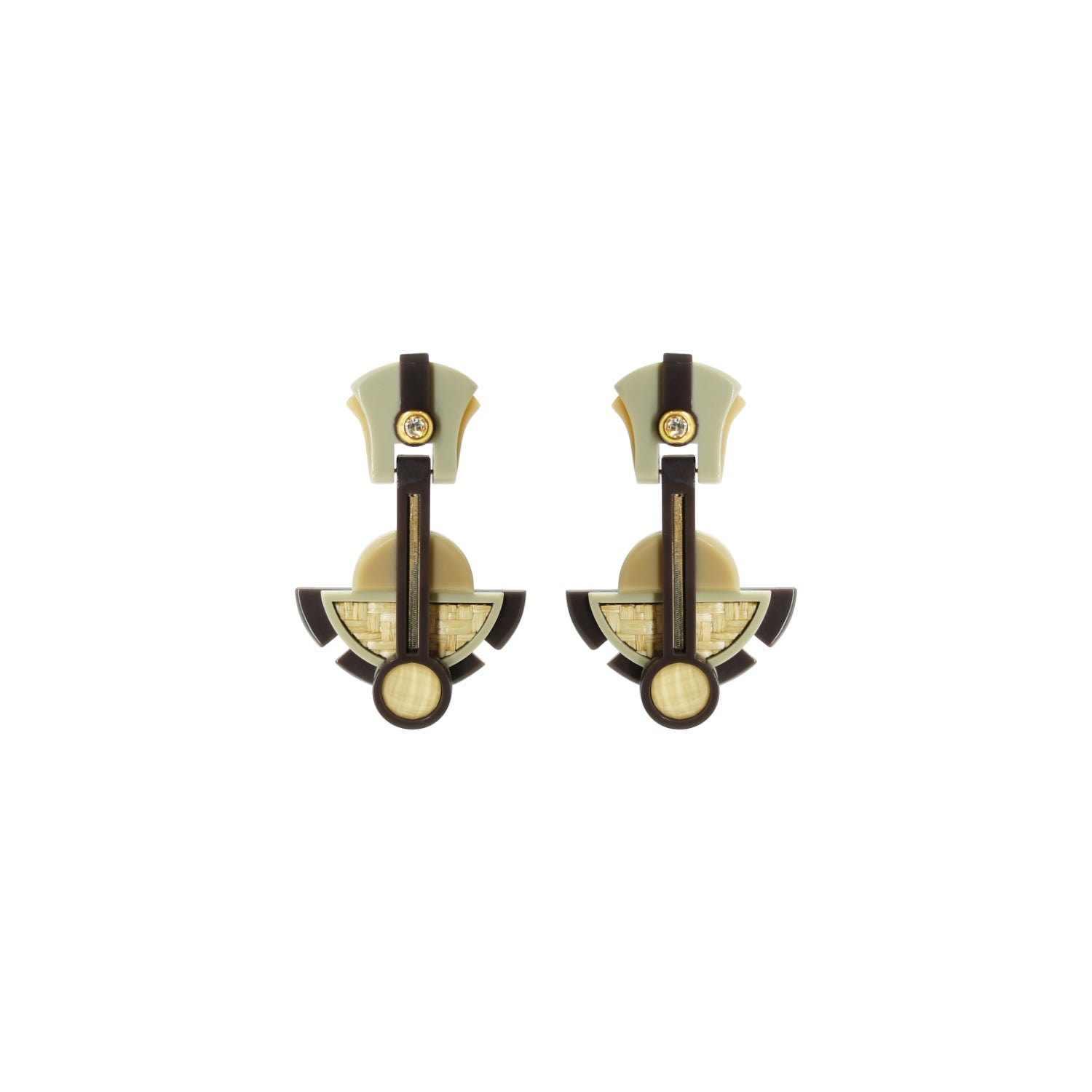 Acrylic Handmade Earring Long Buriti Beige