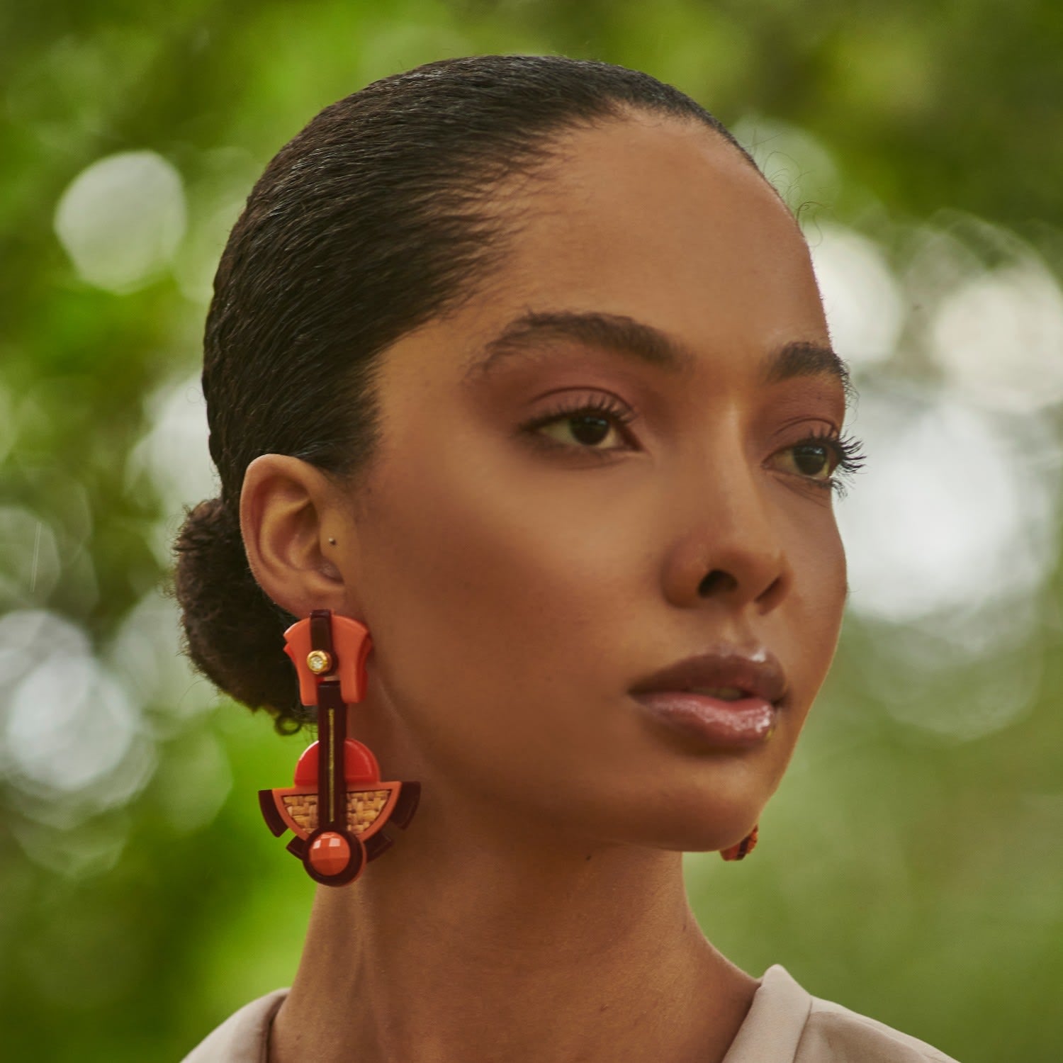 Acrylic Handmade Earring Long Buriti Green