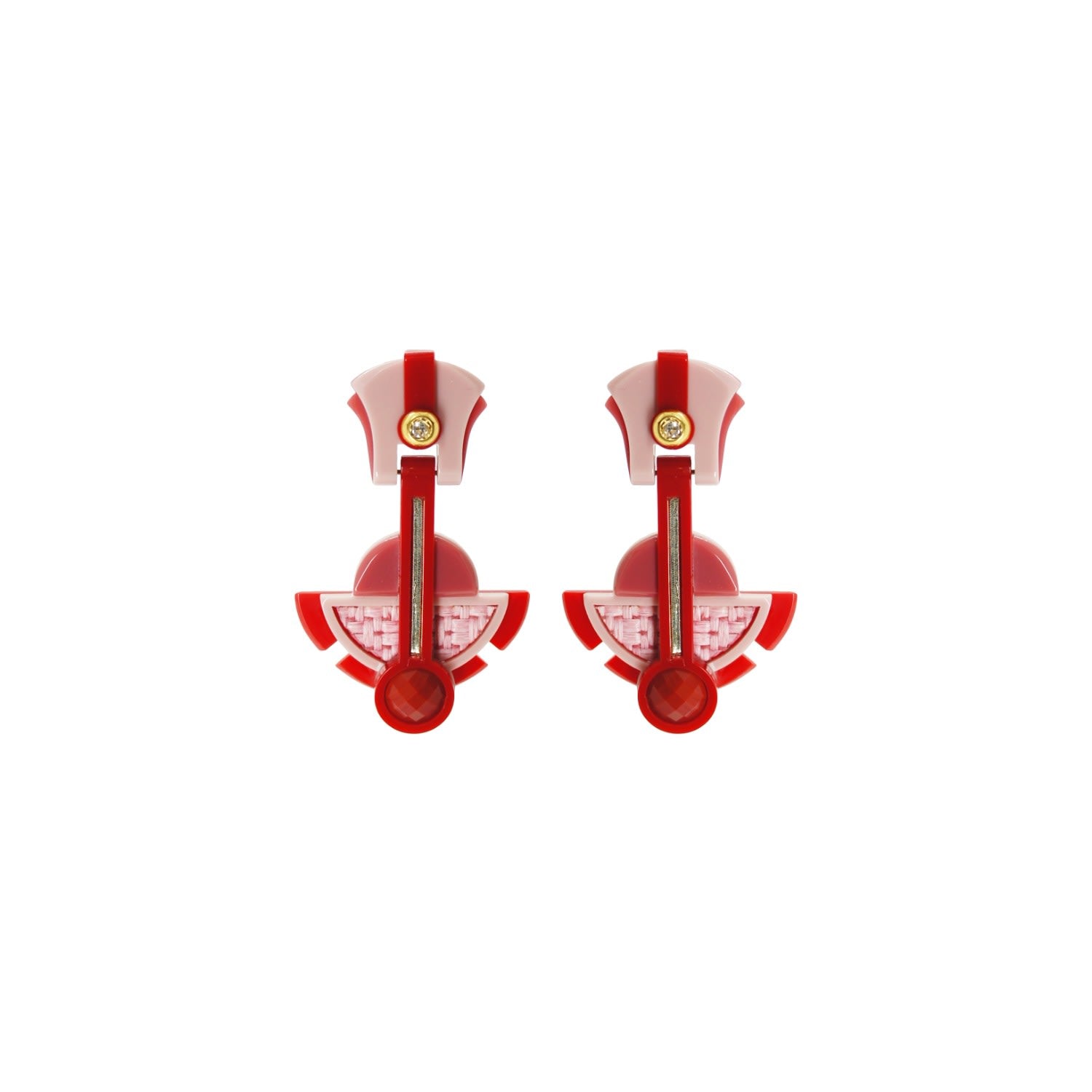 Acrylic Handmade Earring Long Buriti Pink