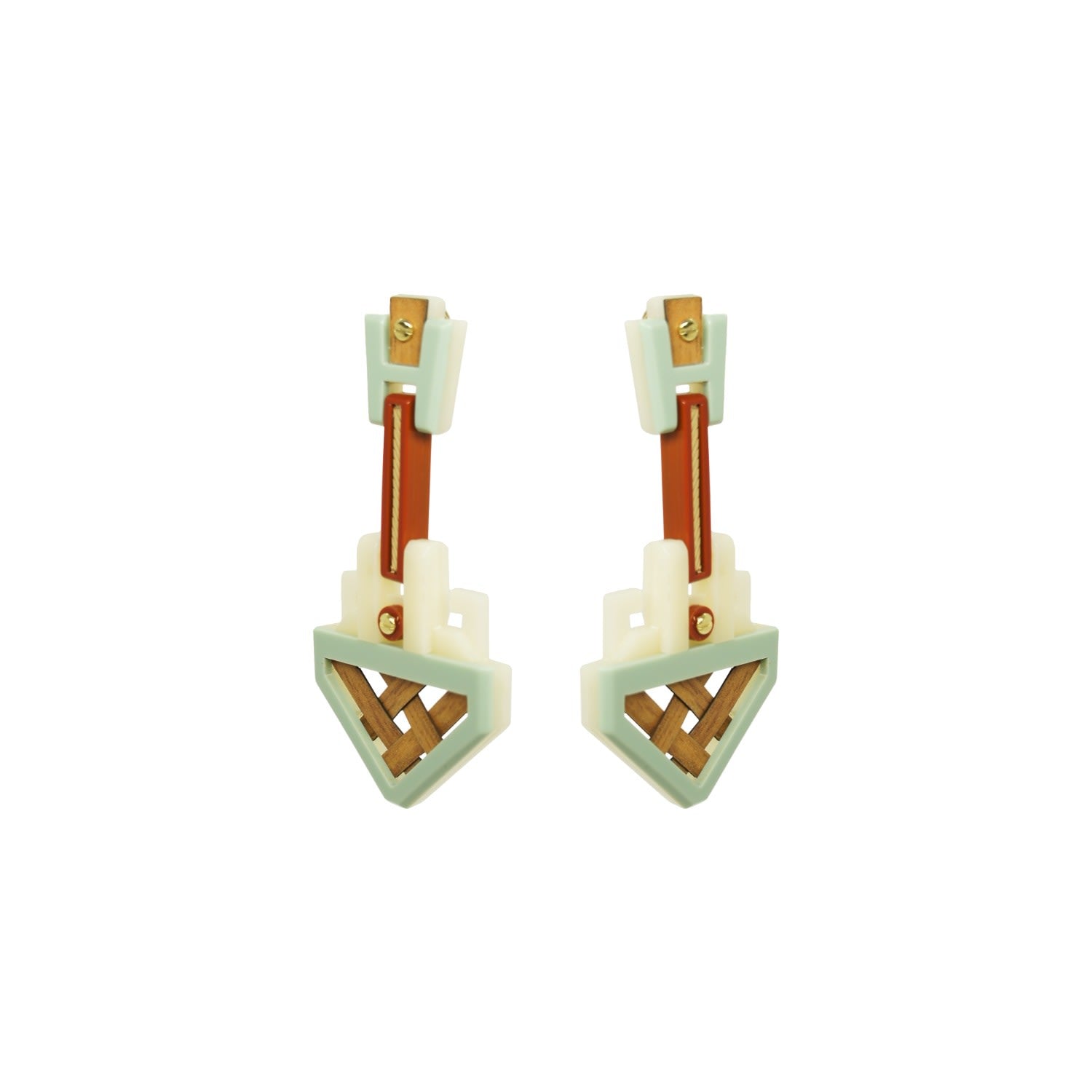 Acrylic Handmade Earring Marajo Cream