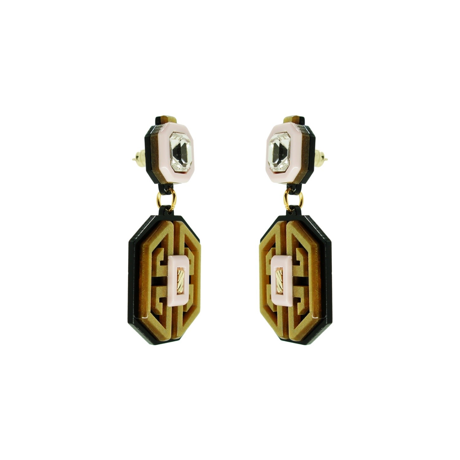 Acrylic Handmade Earring Meander Candy Pink