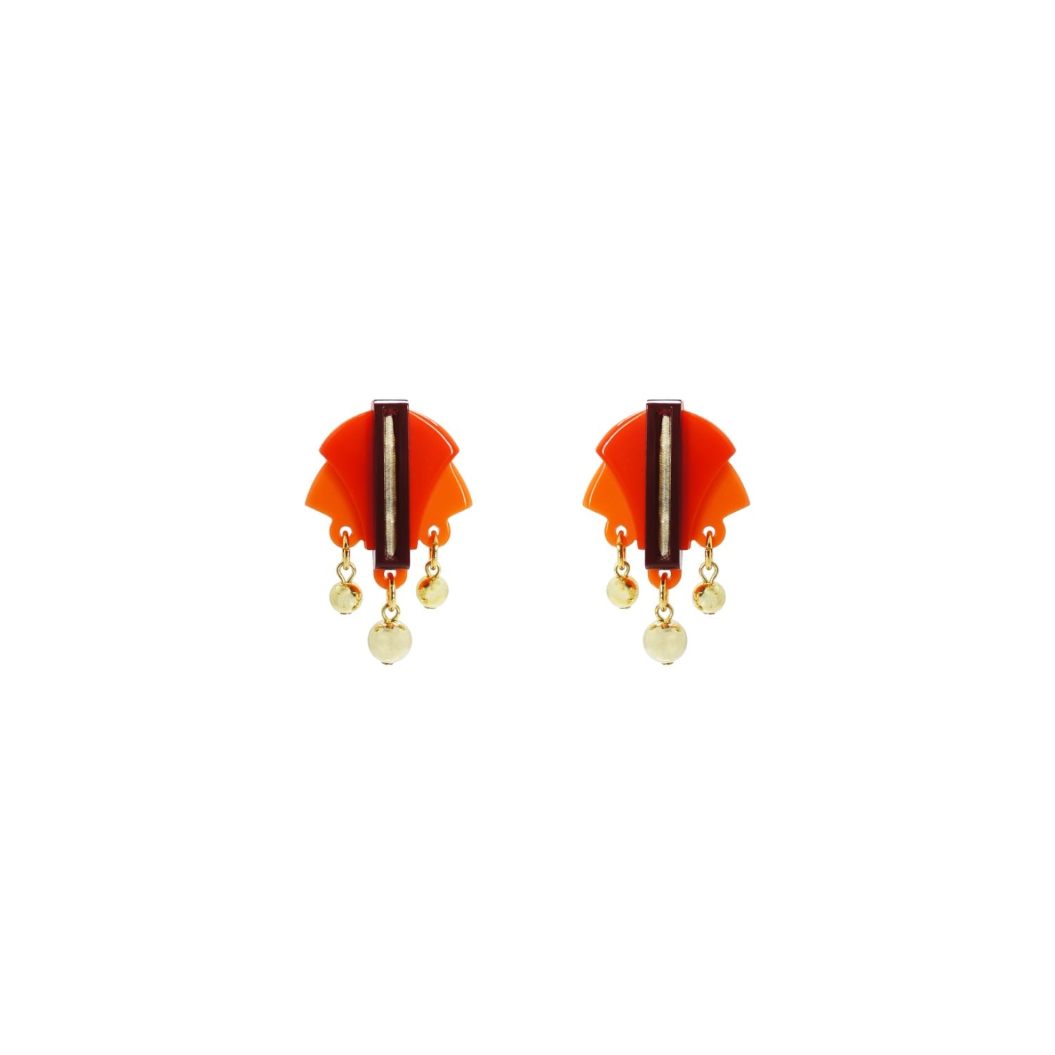 Acrylic Handmade Earring Oca Orange