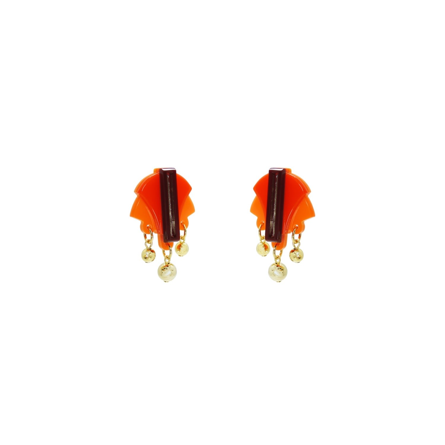 Acrylic Handmade Earring Oca Orange