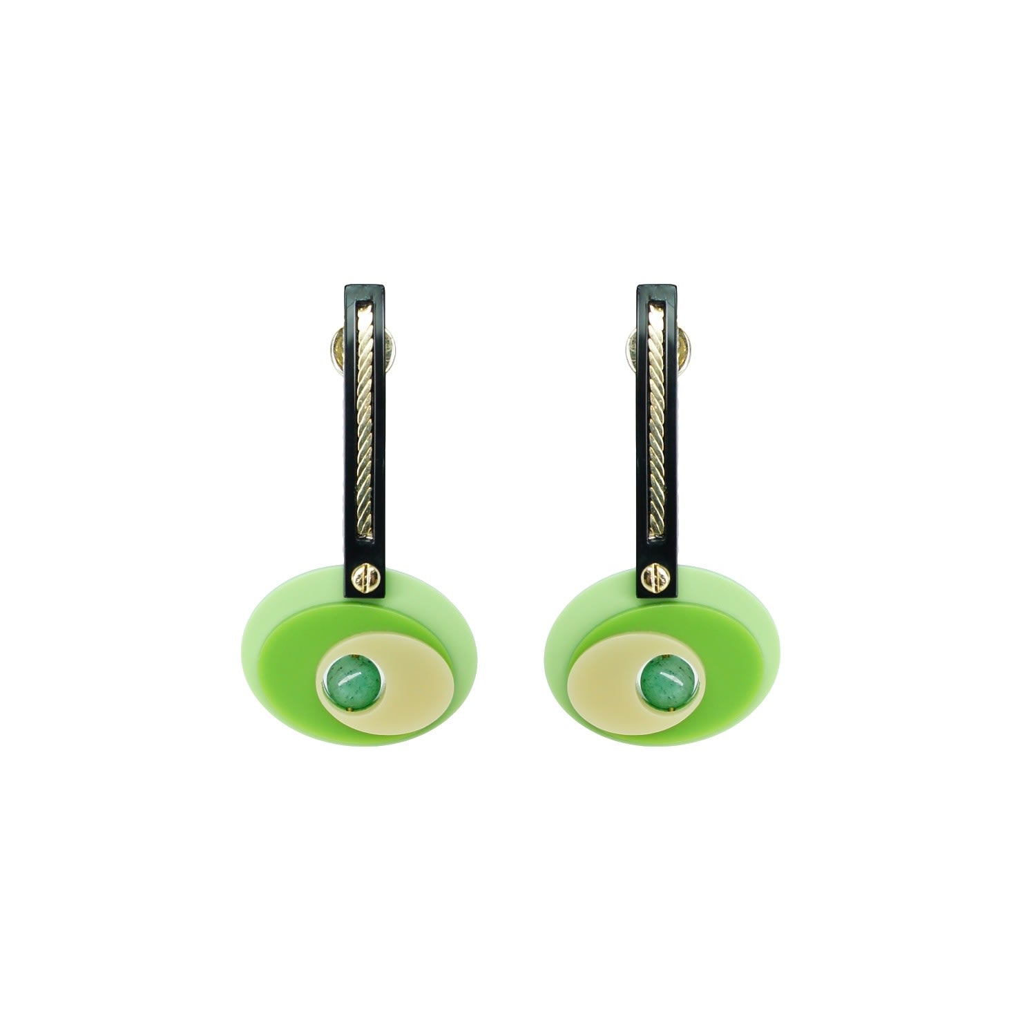 Acrylic Handmade Earring Orbits Long Green