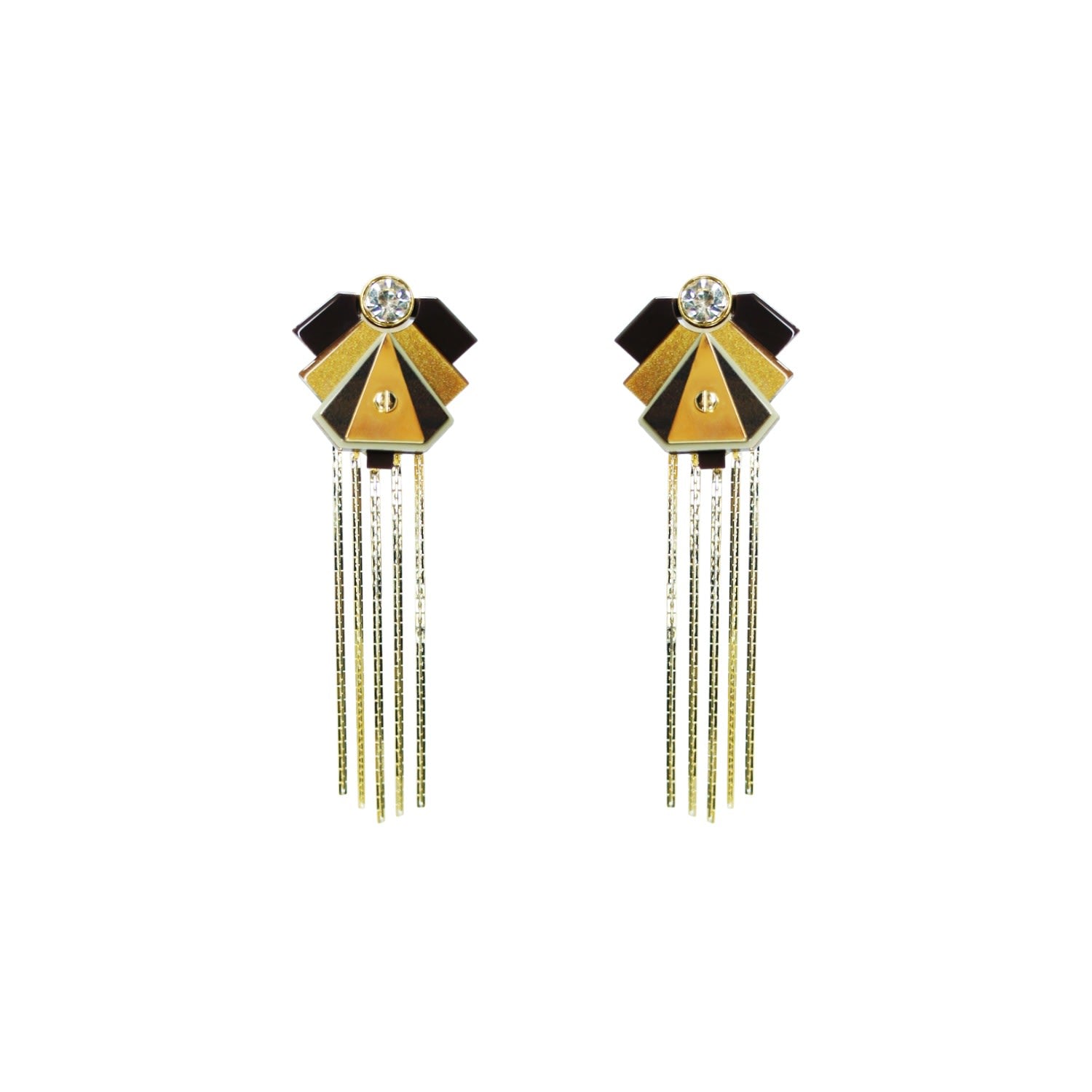 Acrylic Handmade Earring Pendant Fringes Empire Gold