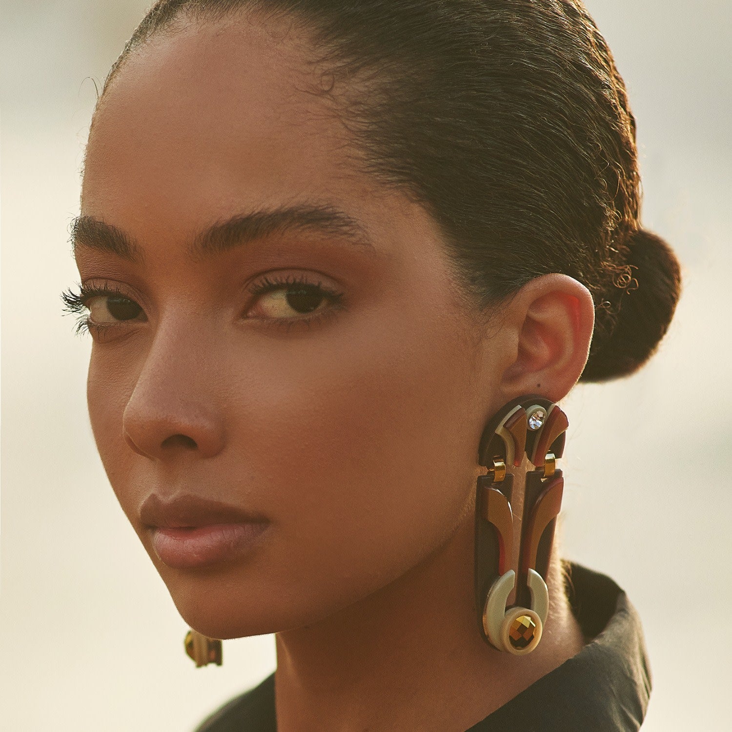 Acrylic Handmade Earring Shield Gold