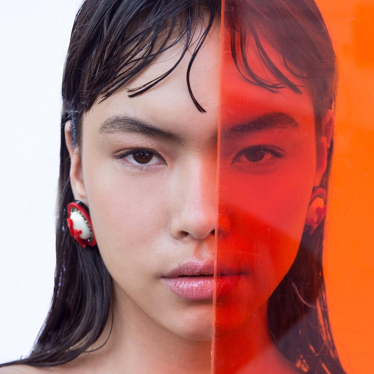 Acrylic Handmade Earring Short Coral Pearl Orange