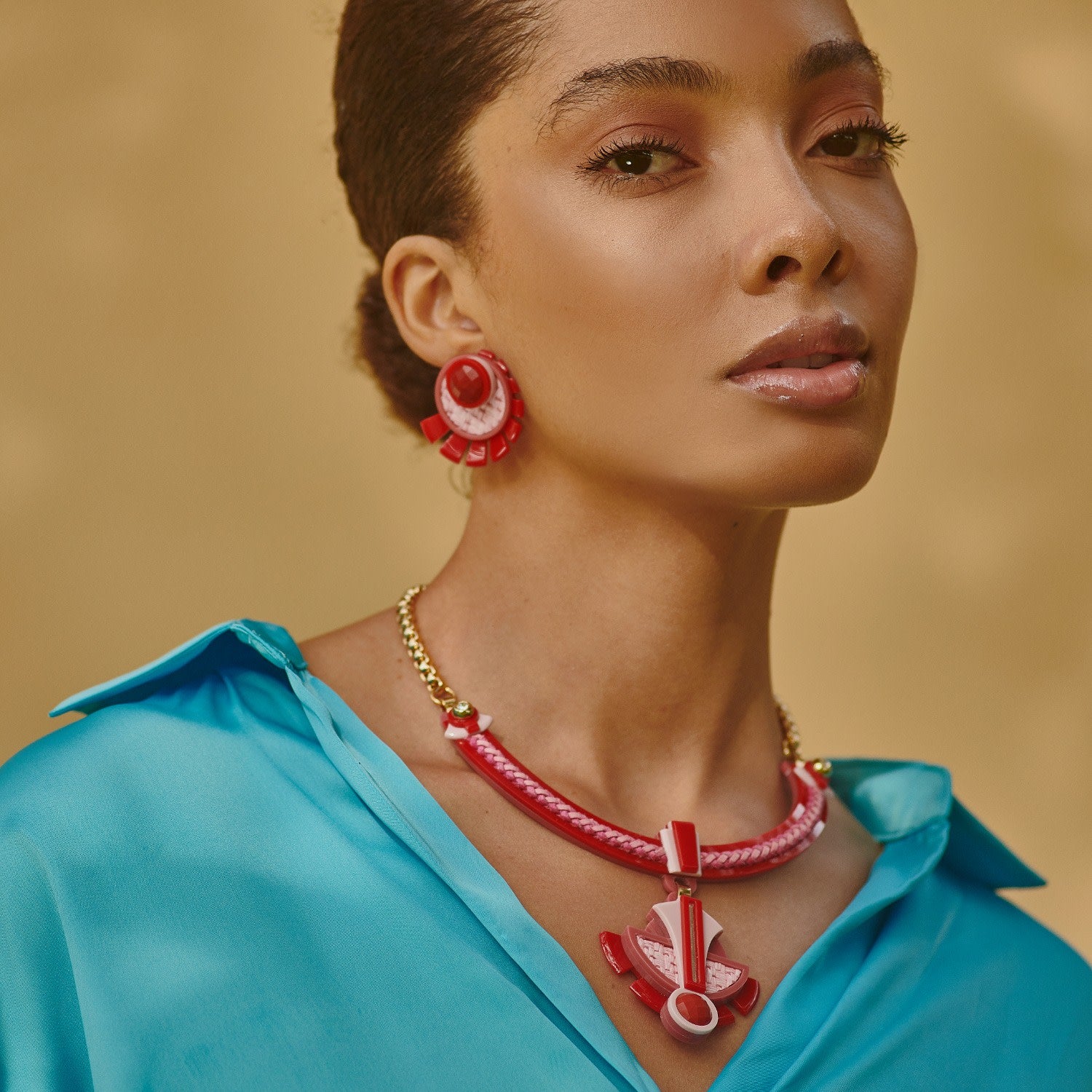 Acrylic Handmade Necklace Buriti Orange