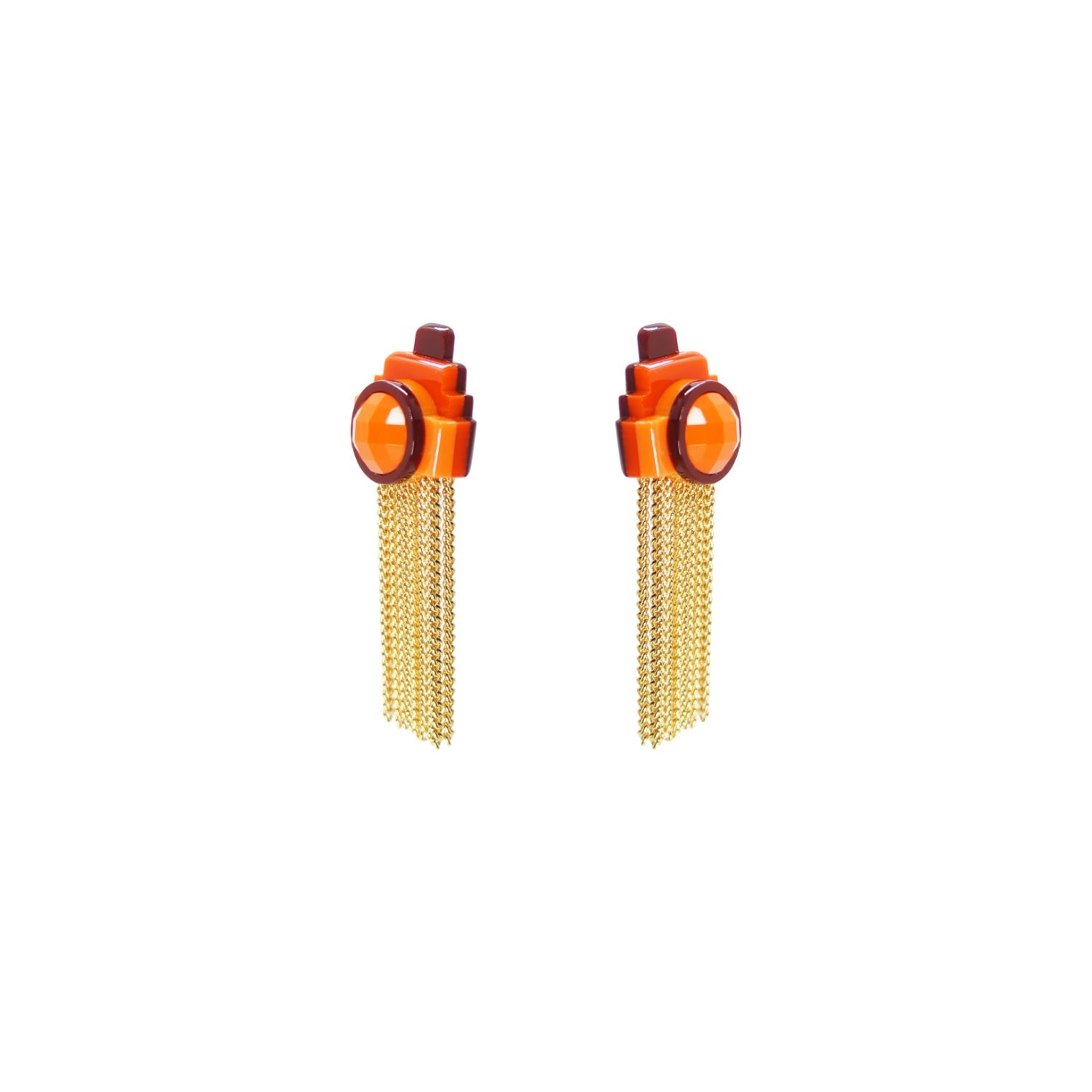 Acrylic Handmade Earring Ytu Orange