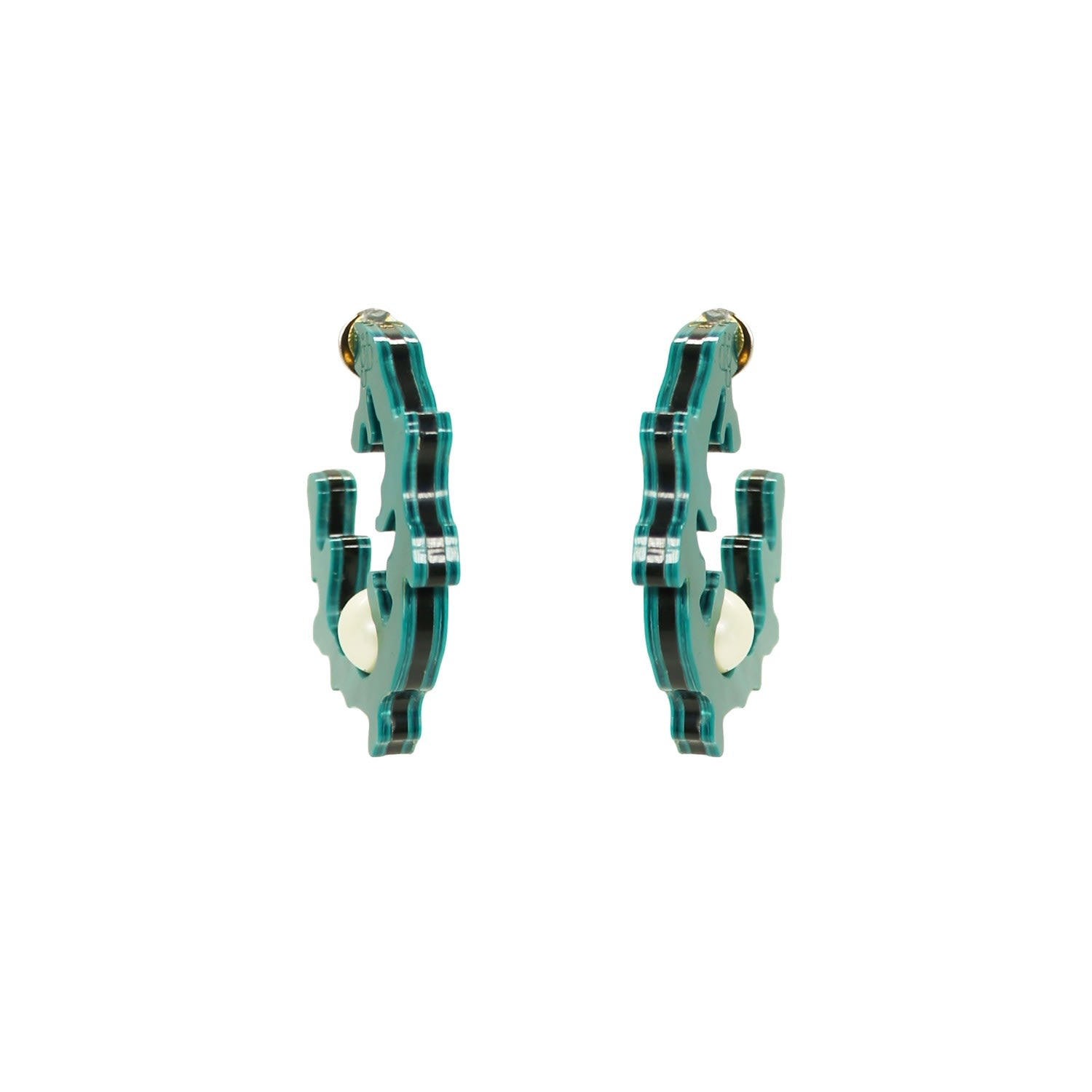 Acrylic Handmade Hoops Pearl Coral Marbled Turquoise