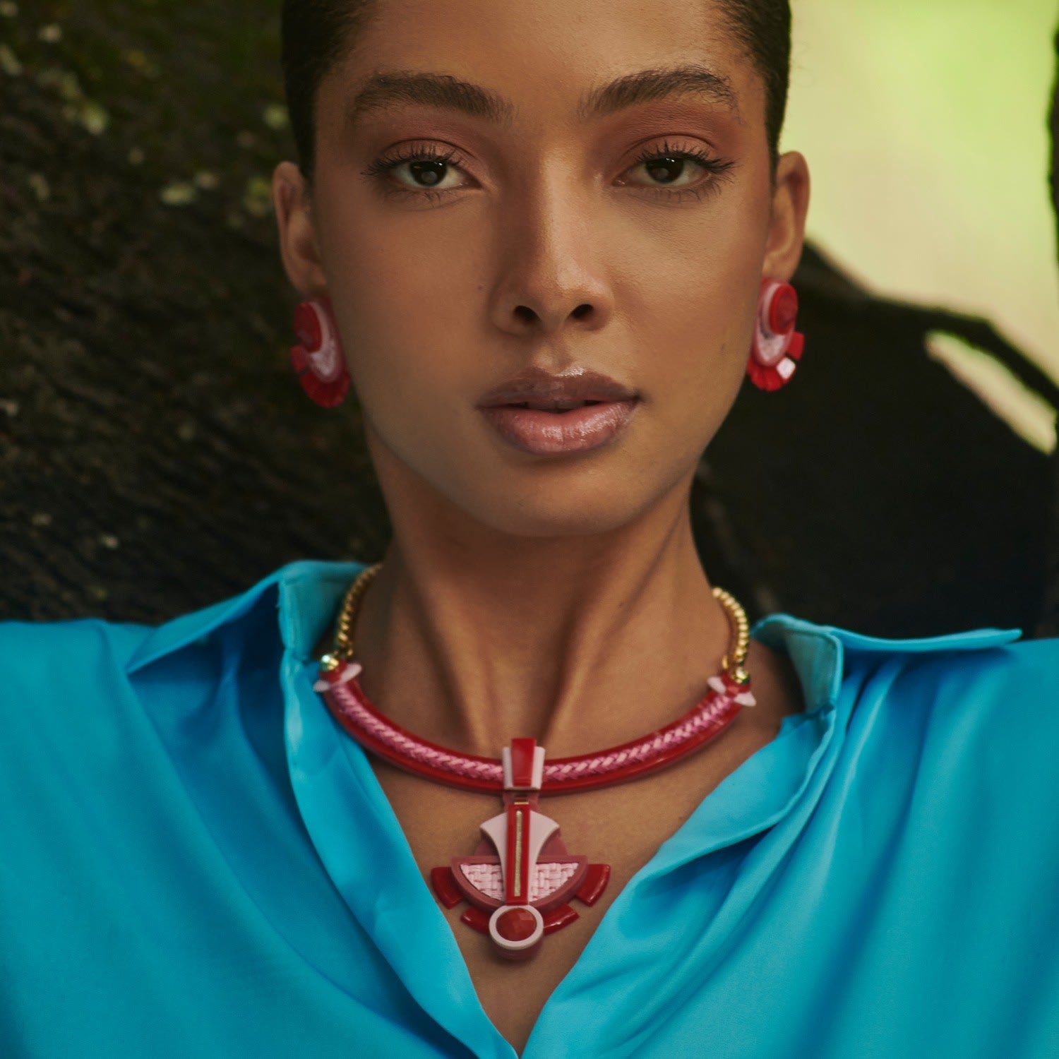 Acrylic Handmade Necklace Buriti Pink