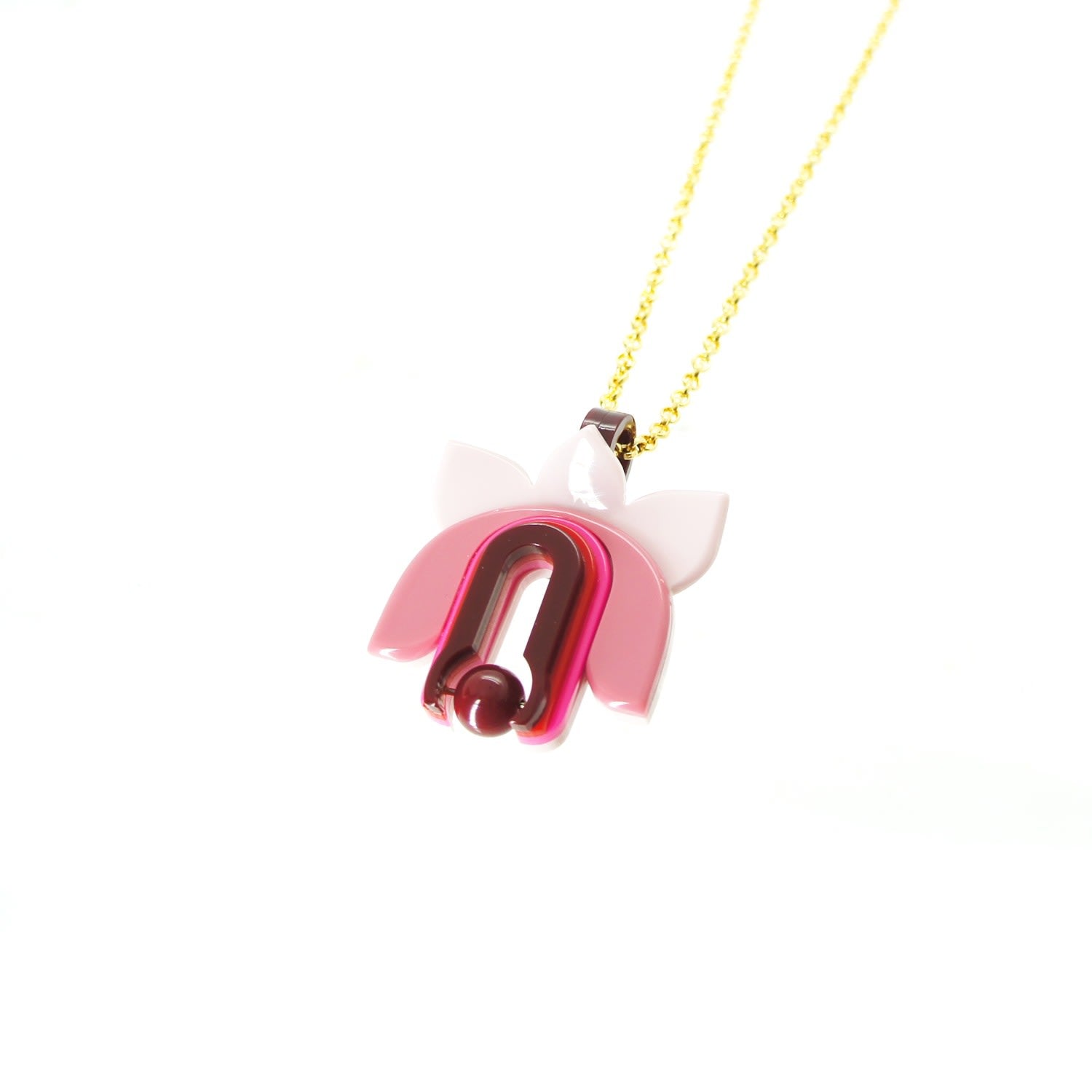 Acrylic Handmade Necklace Chain Lilium Pink