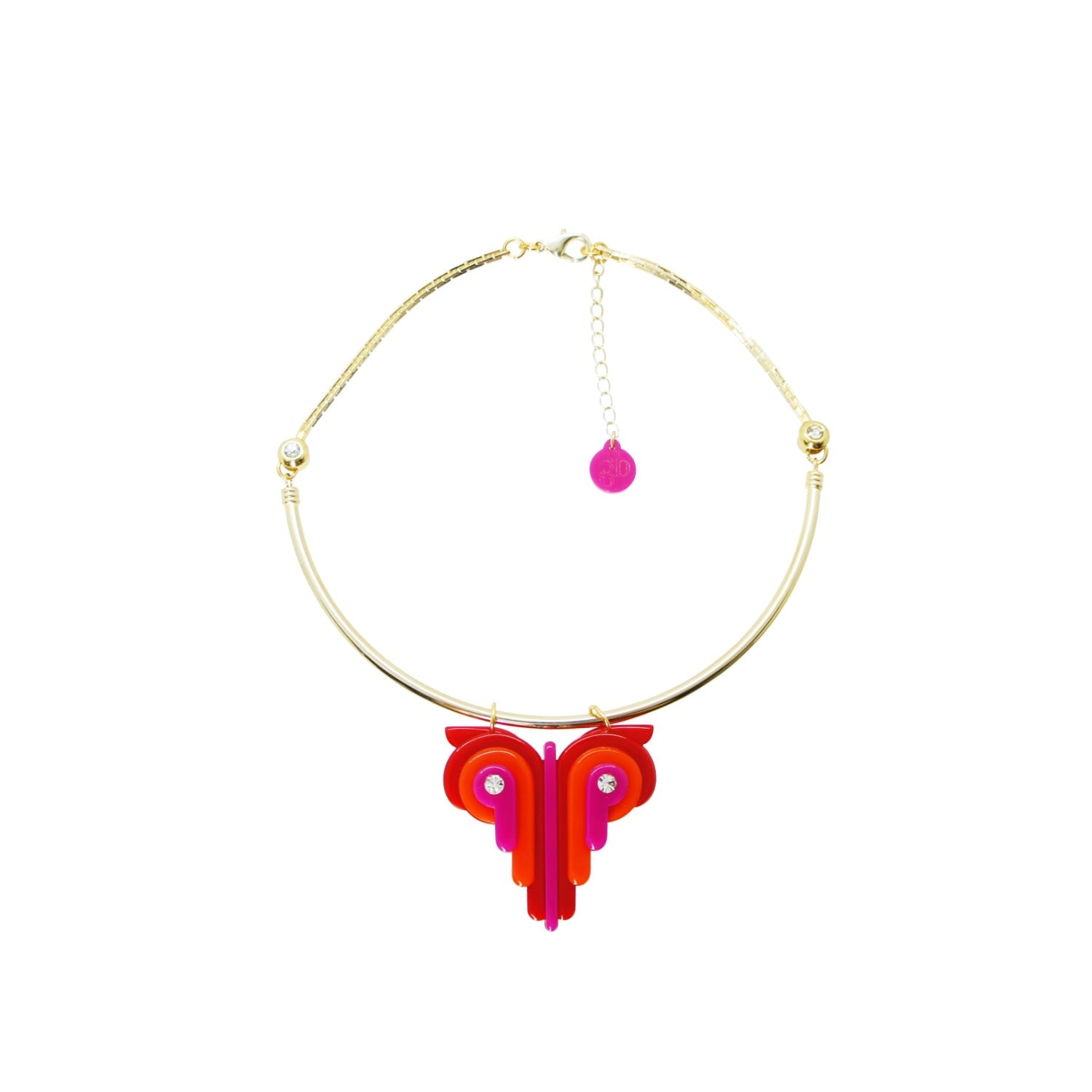 Acrylic Handmade Necklace Choker Butterfly Red