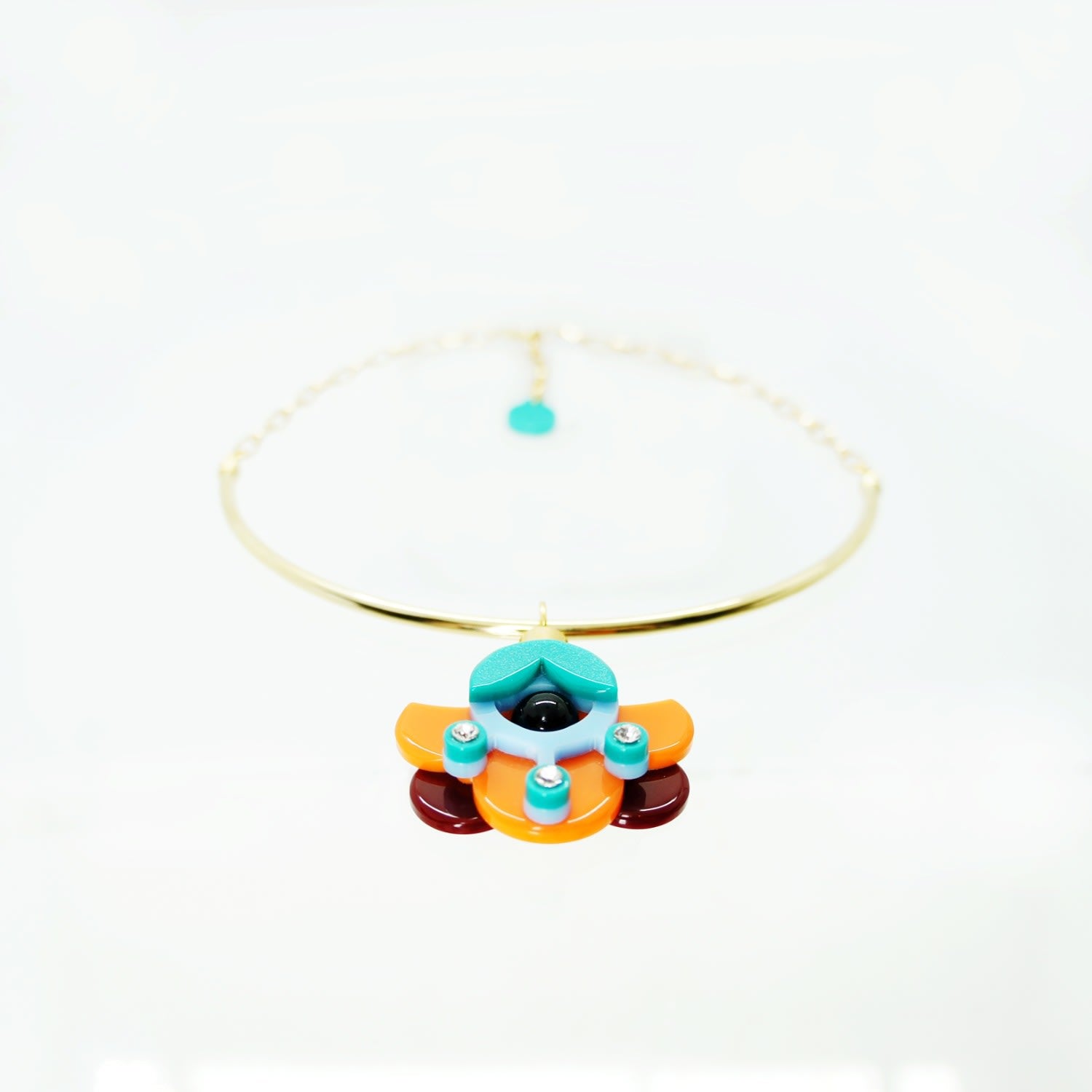 Acrylic Handmade Necklace Choker Petunia Orange