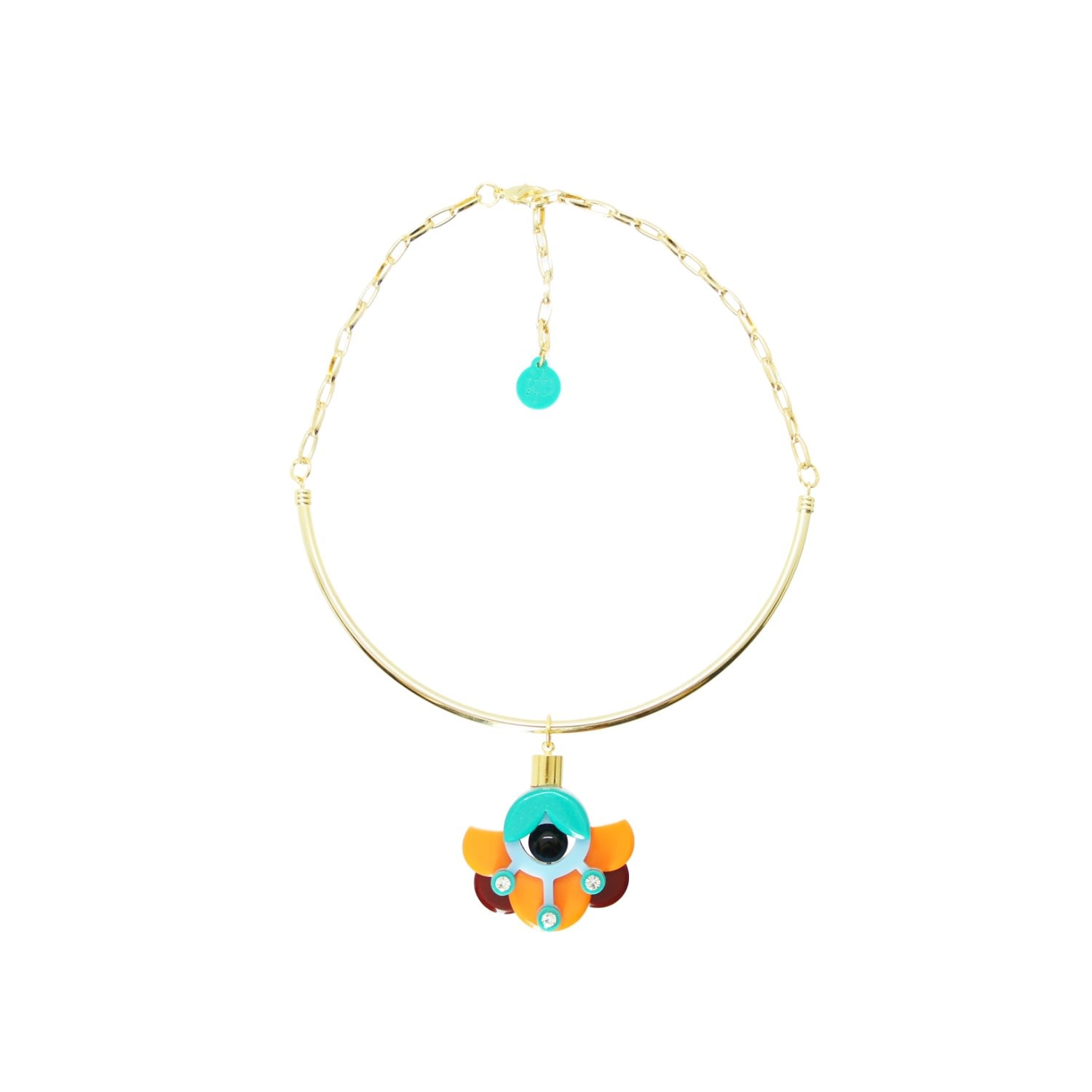 Acrylic Handmade Necklace Choker Petunia Orange