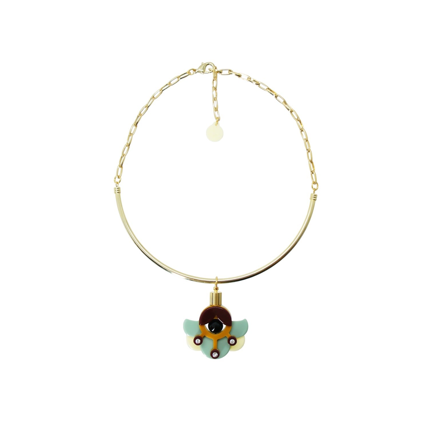 Acrylic Handmade Necklace Choker Petunia Pale Green