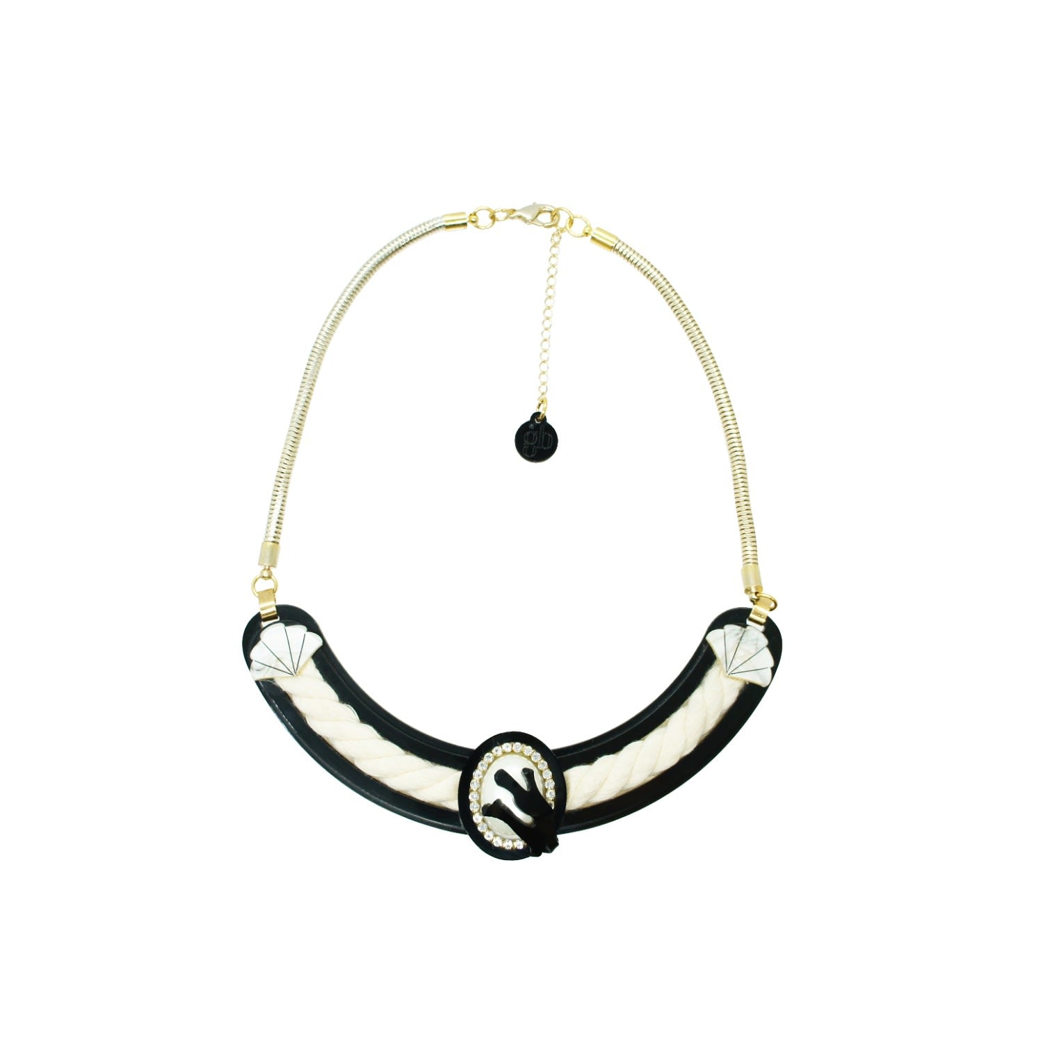 Acrylic Handmade Necklace Cord Coral And Pearl Black