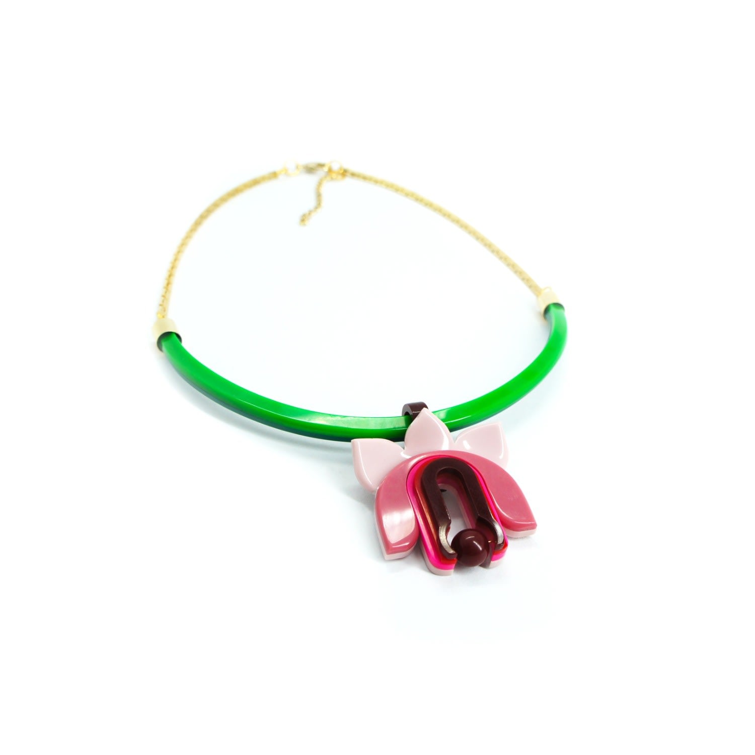 Acrylic Handmade Necklace Lilium Pink