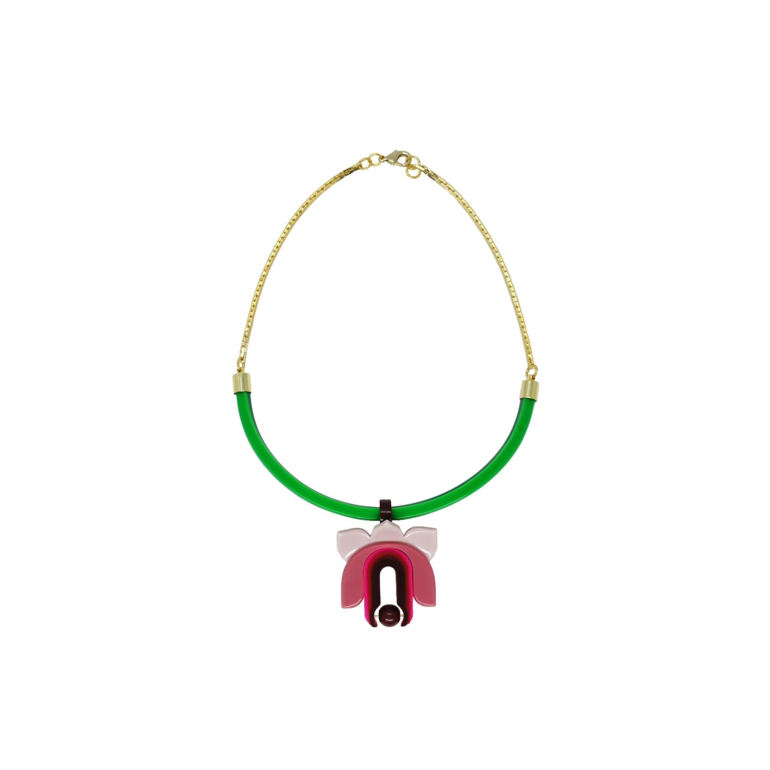 Acrylic Handmade Necklace Lilium Pink