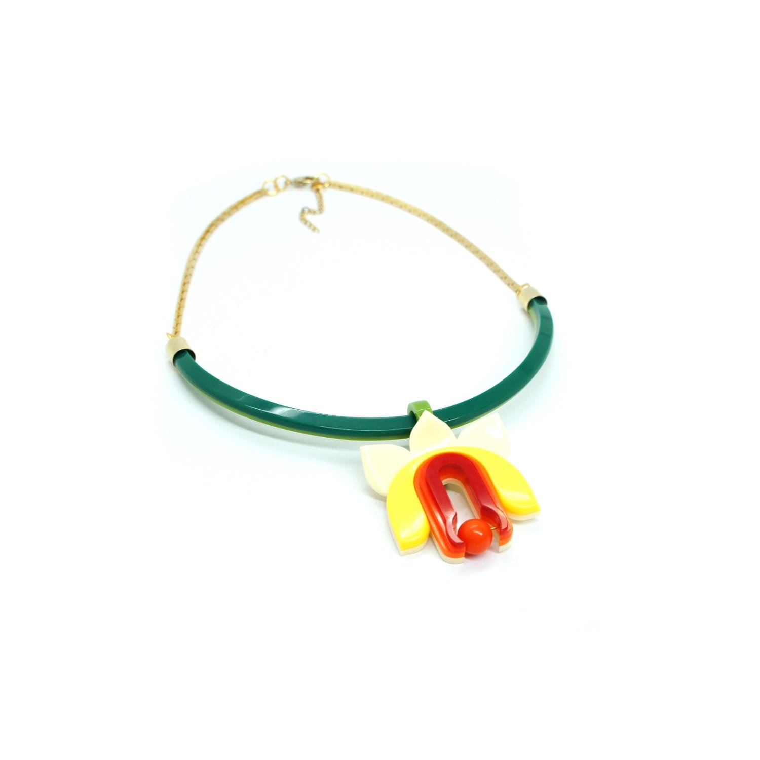 Acrylic Handmade Necklace Lilium Yellow