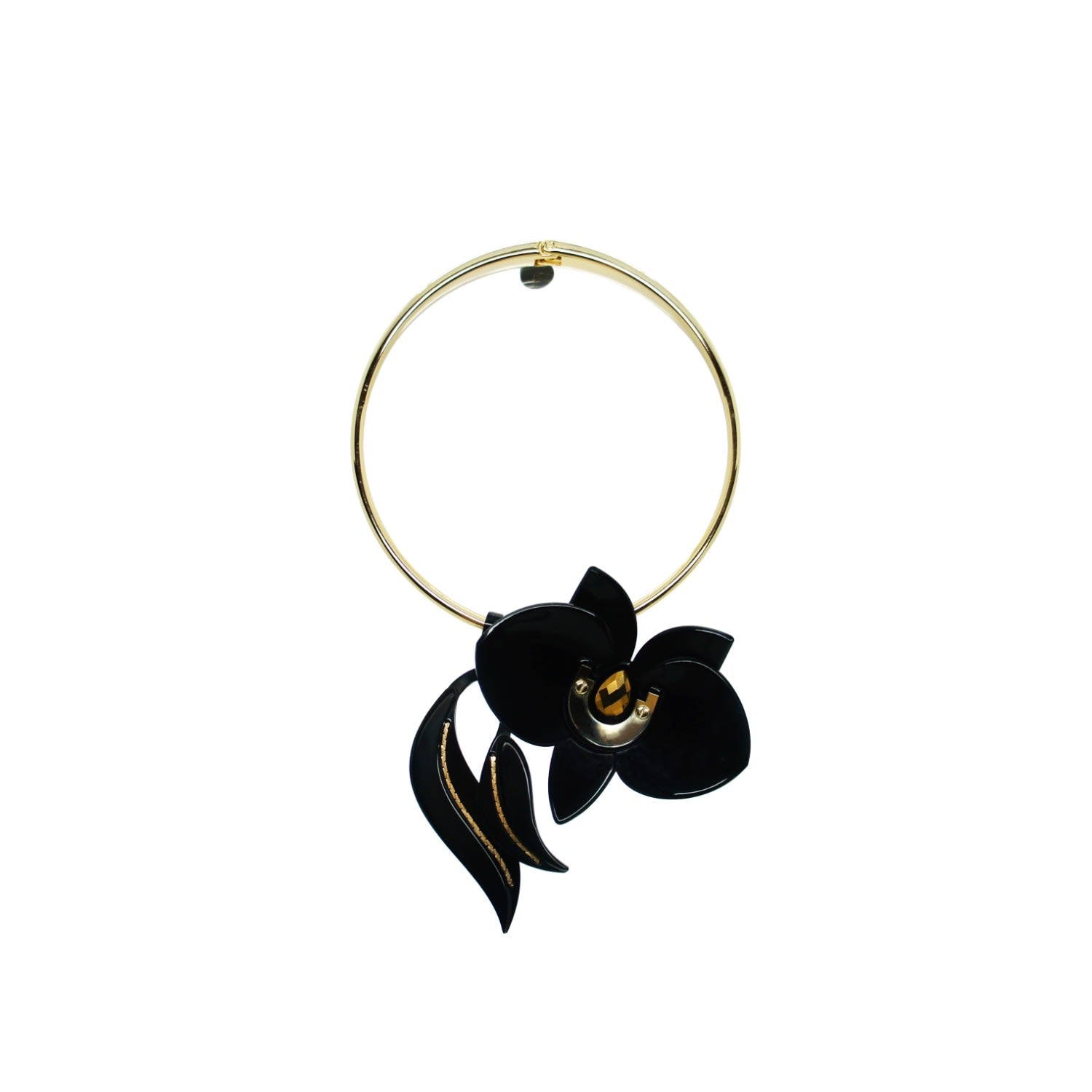 Acrylic Handmade Necklace Orchid Deco Black