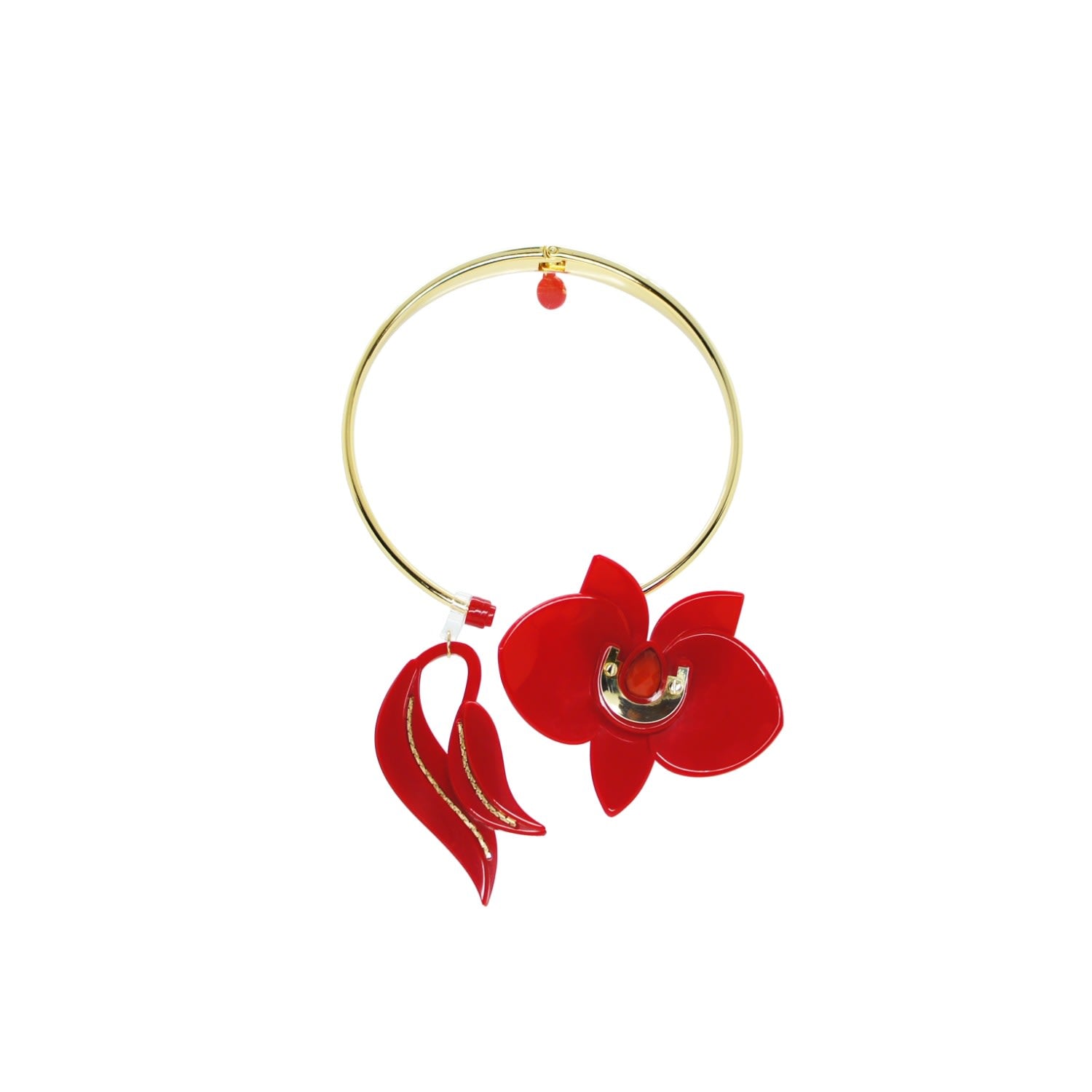 Acrylic Handmade Necklace Orchid Deco Red