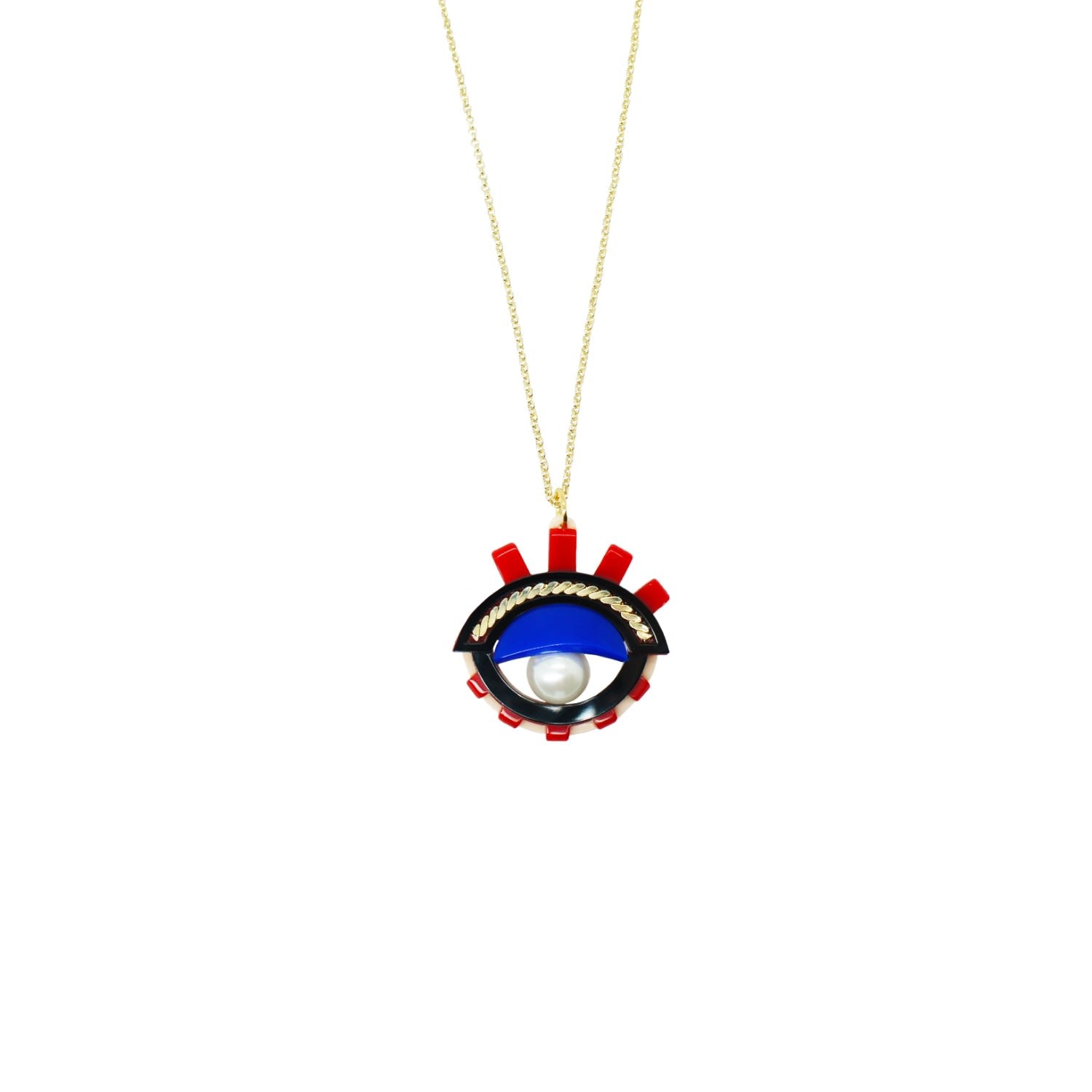 Acrylic Handmade Necklace Pendant Eye S Red