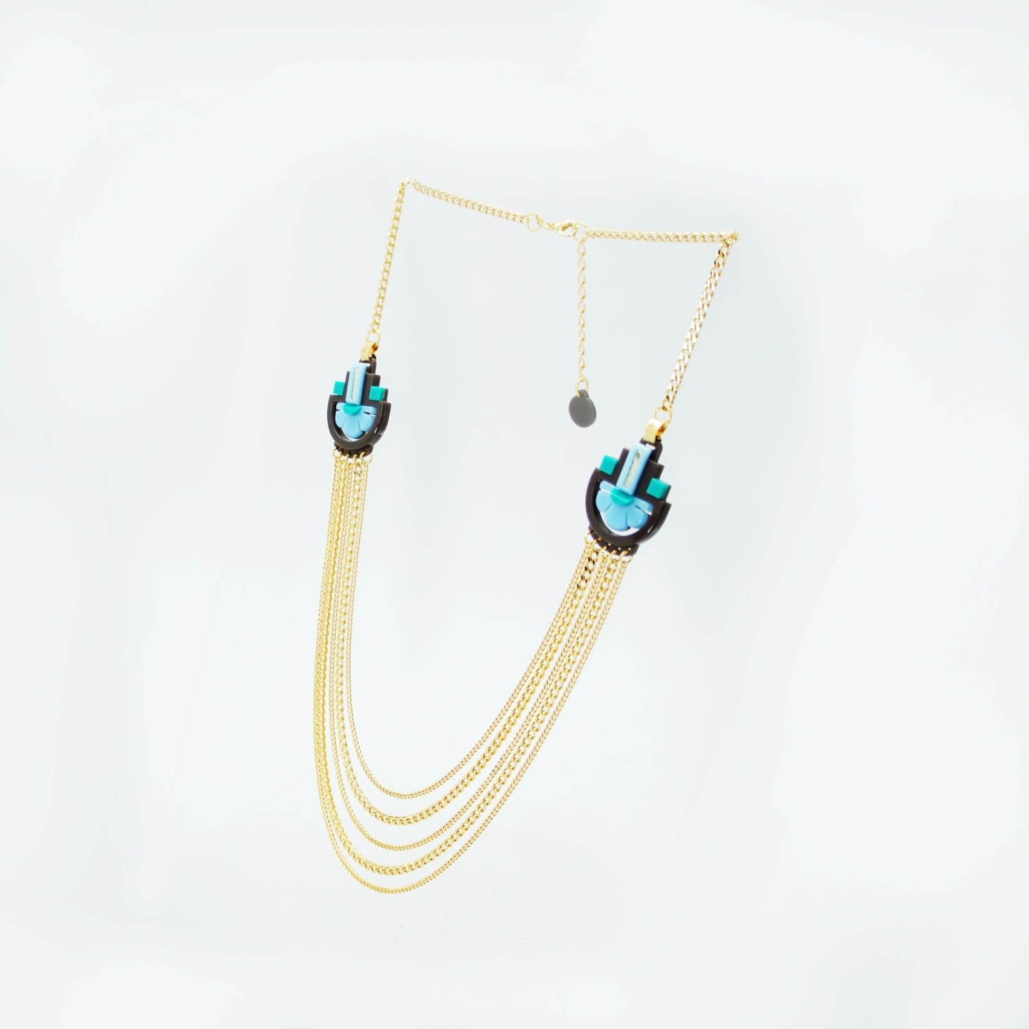 Acrylic Handmade Necklace Three Flowers Chocolate