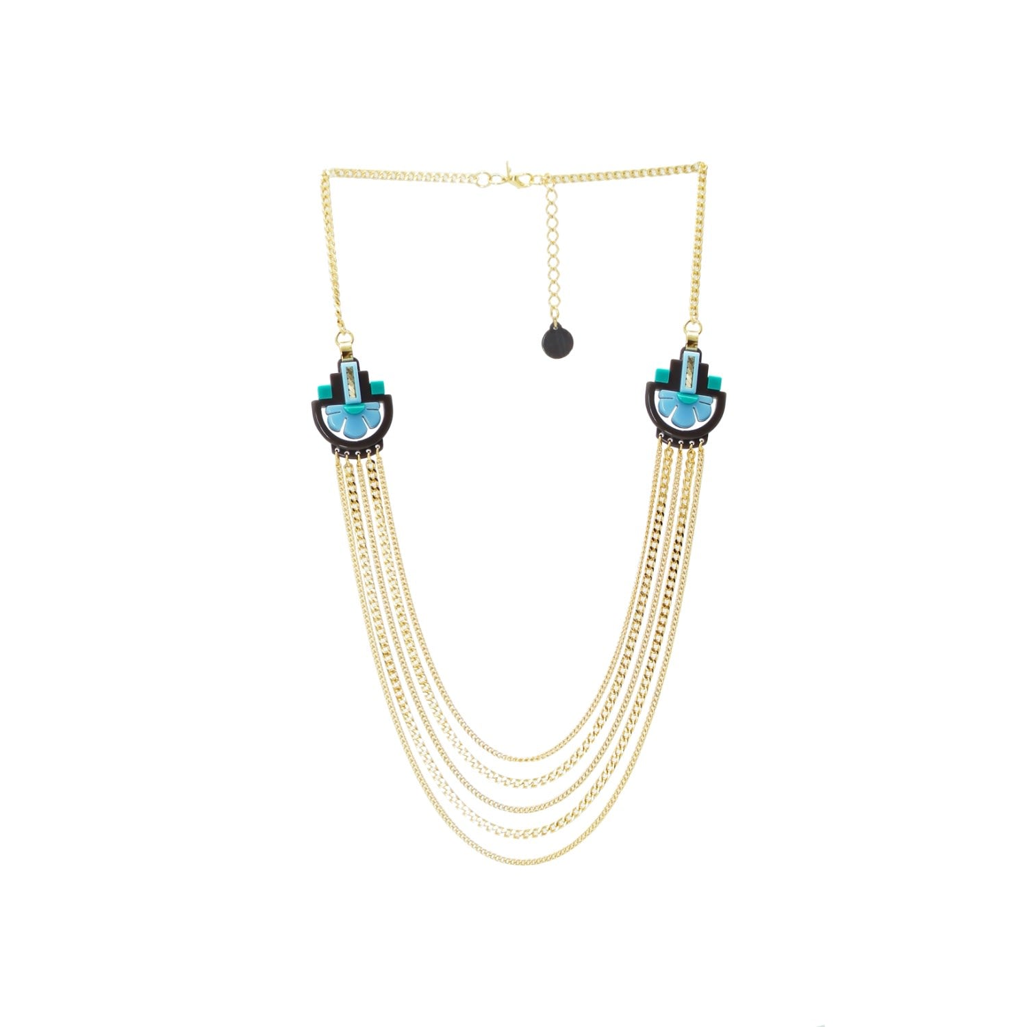 Acrylic Handmade Necklace Three Flowers Chocolate