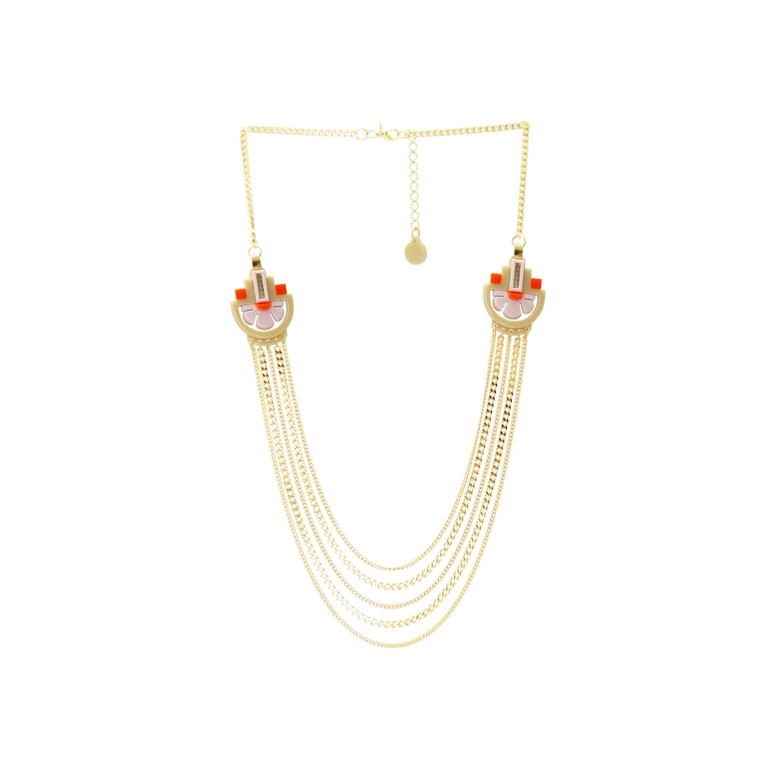 Acrylic Handmade Necklace Three Flowers Kahki