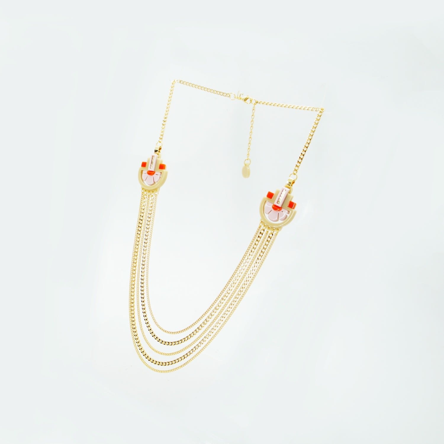 Acrylic Handmade Necklace Three Flowers Kahki