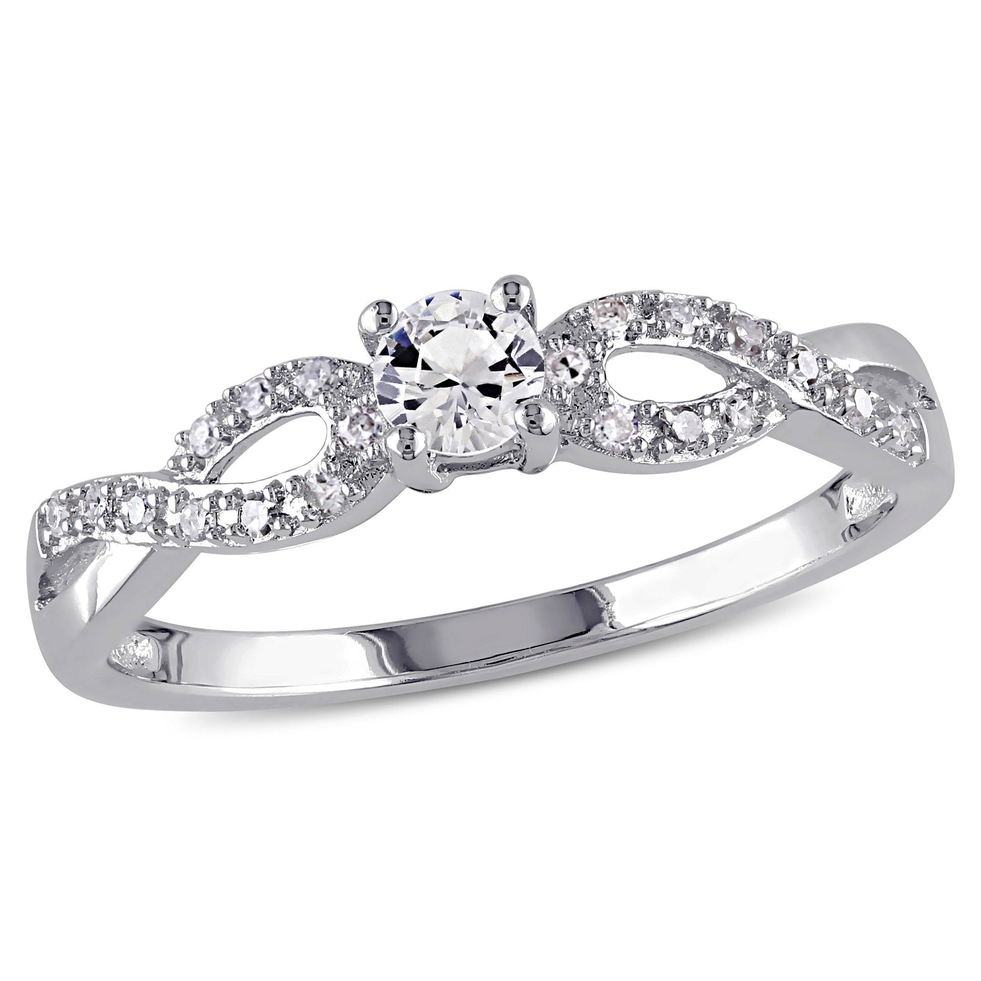 1/10ct TW Diamond and Created White Sapphire Infinity Ring in Sterling Silver