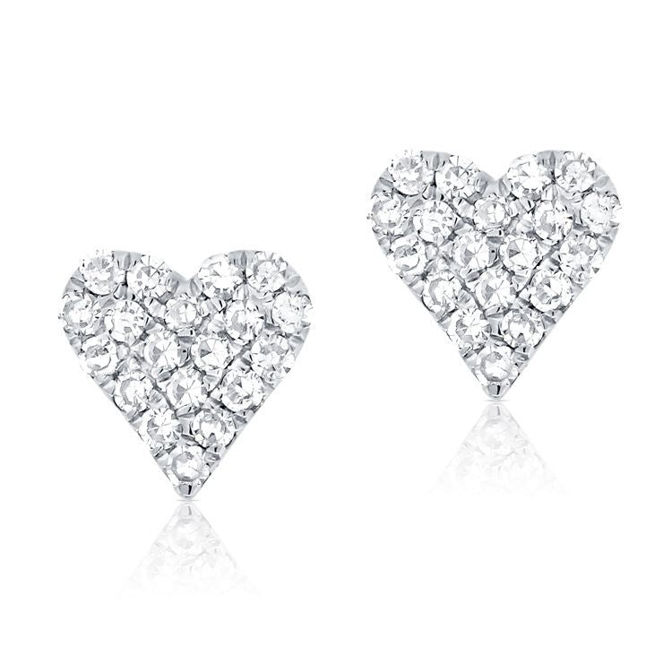14k YG 2.20GR HEART EARRINGS 32 DIAMONDS 0.11