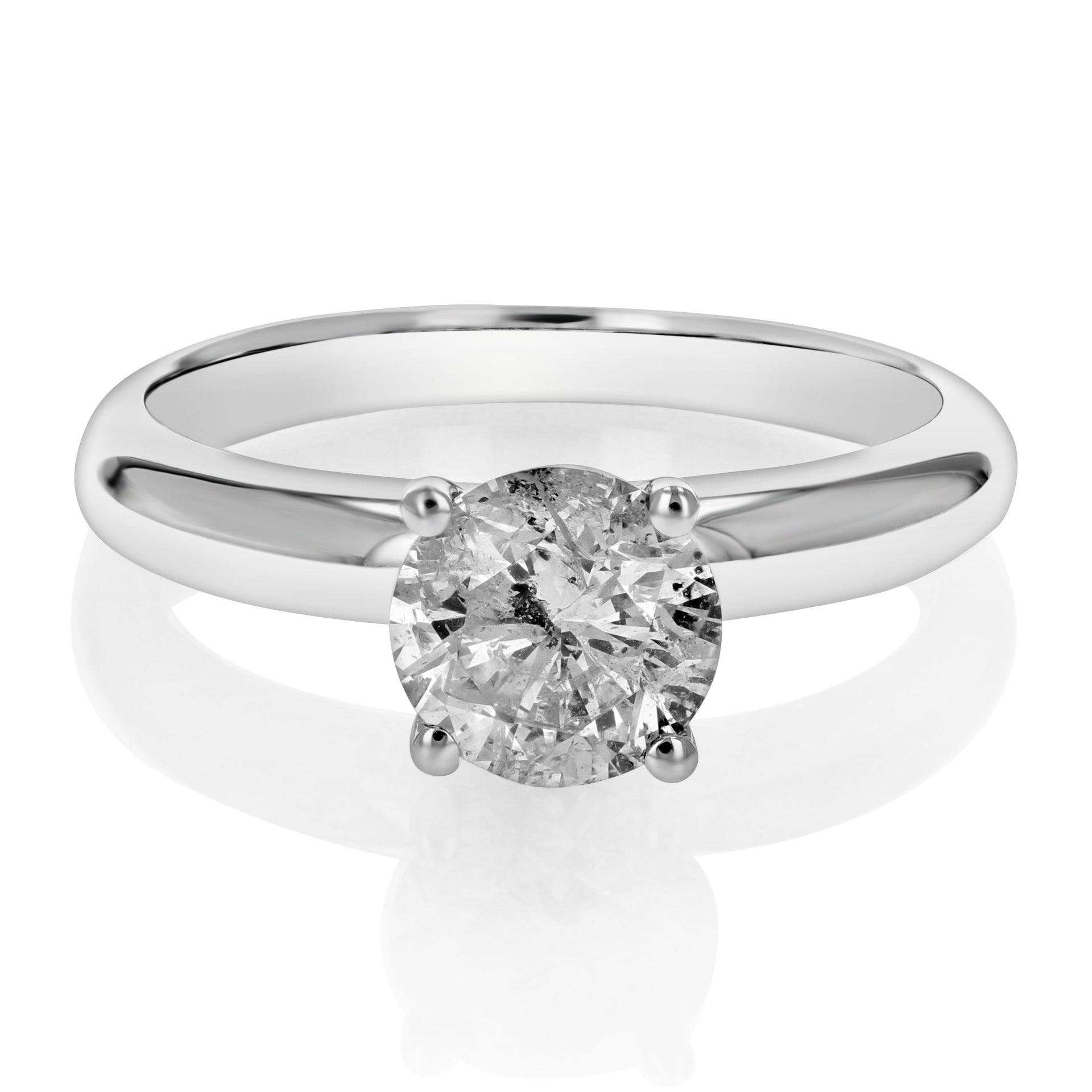 1.32 cttw Round Diamond Solitaire Engagement Ring 14K White Gold Prong Set