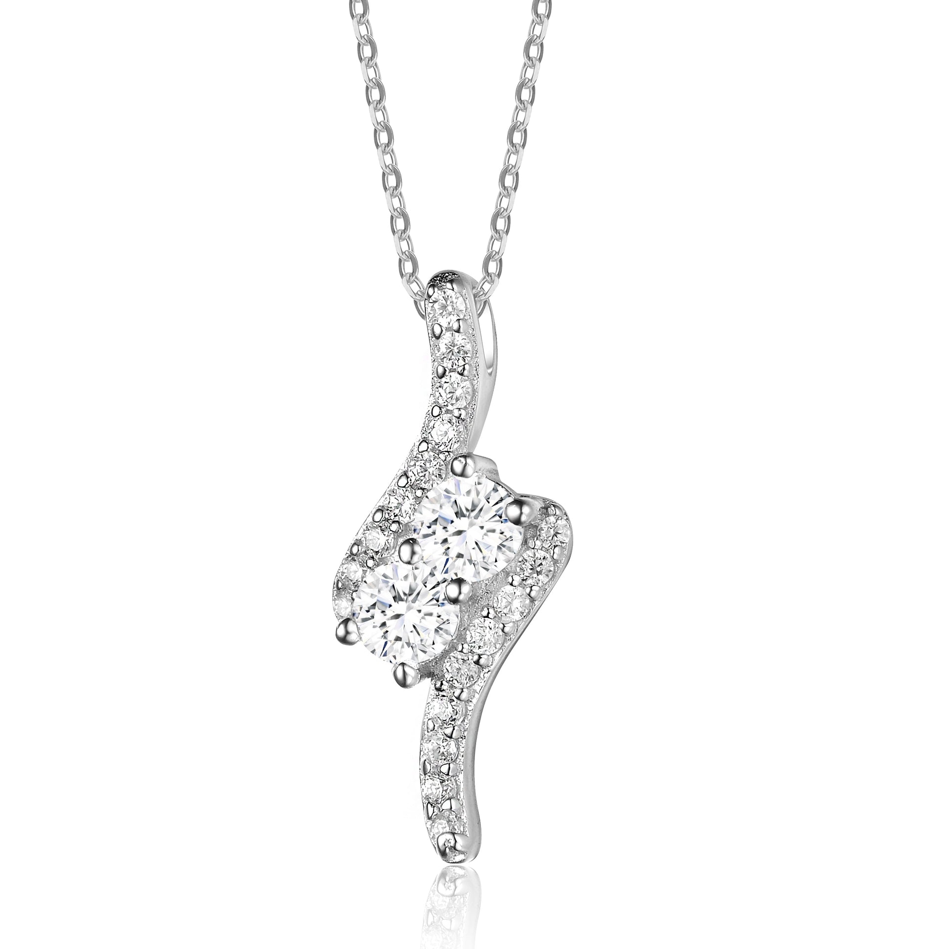 Sterling Silver Clear Cubic Zirconia Accent Pendant Necklace