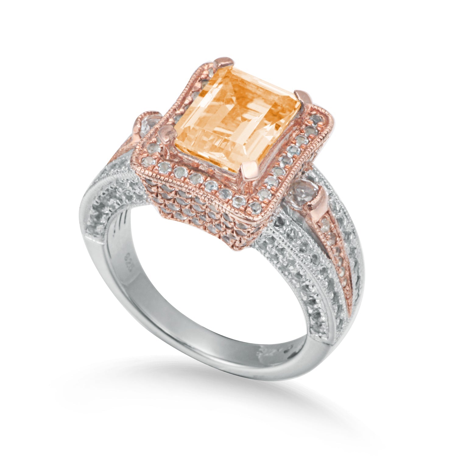 Suzy Levian Sterling Silver Orange Citrine 5.2 cttw Ring