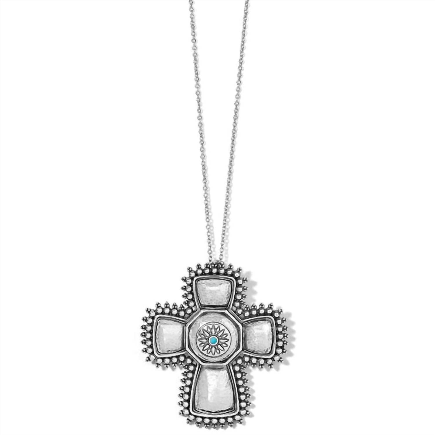 Women's Telluride West Cross Necklace In Silver-turquoise