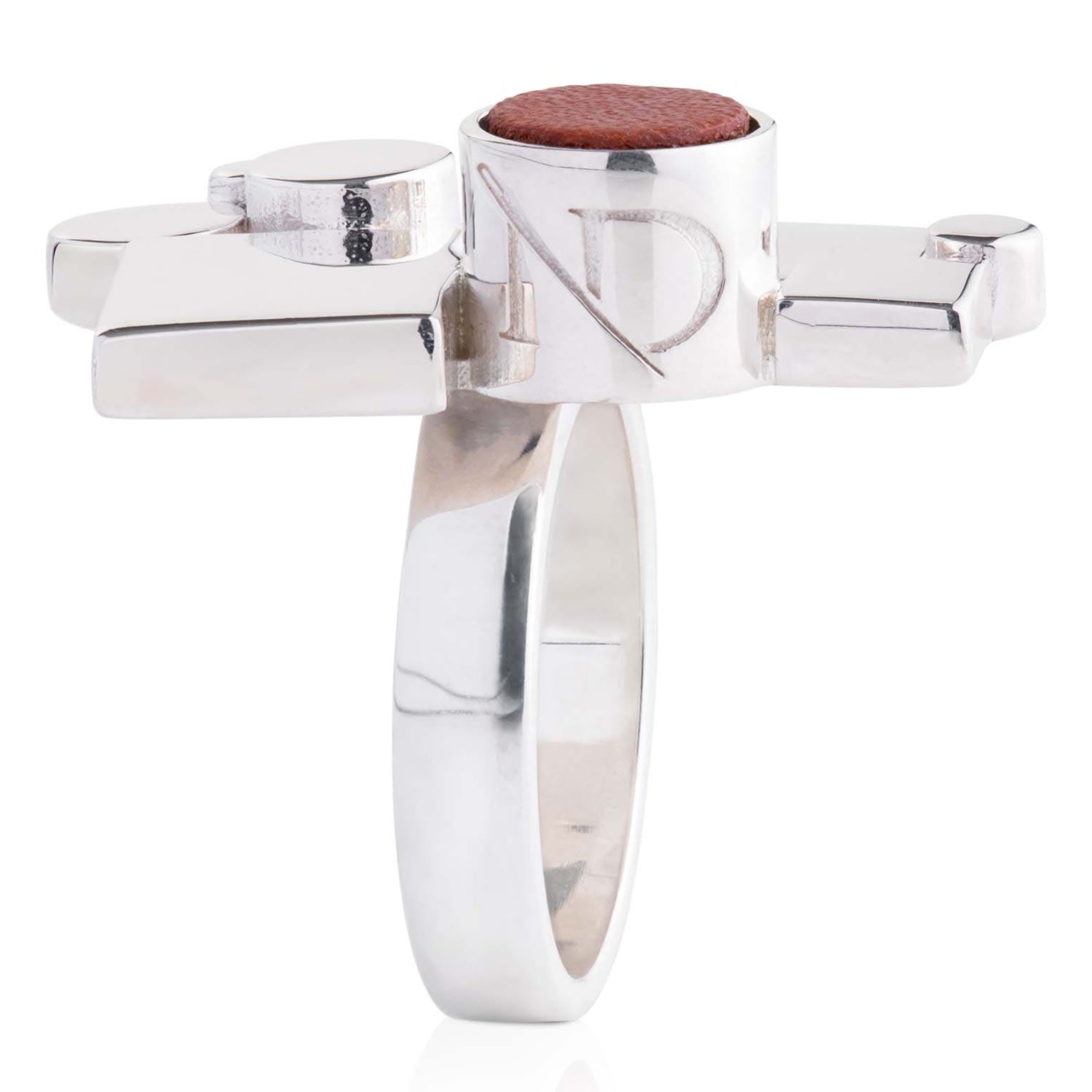 Ada Sterling Silver & Chestnut Leather Ring