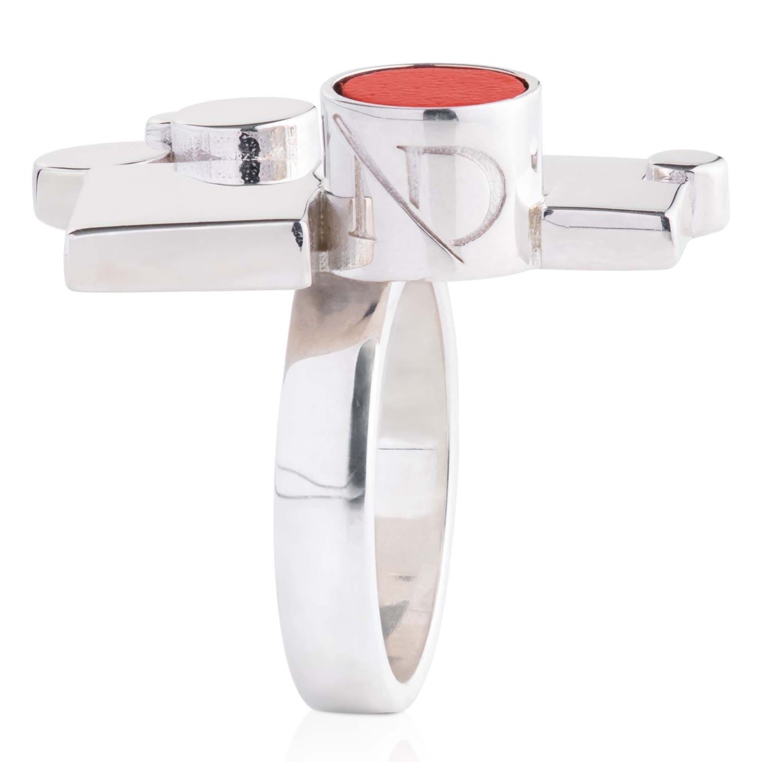 Ada Sterling Silver & Orange Leather Ring