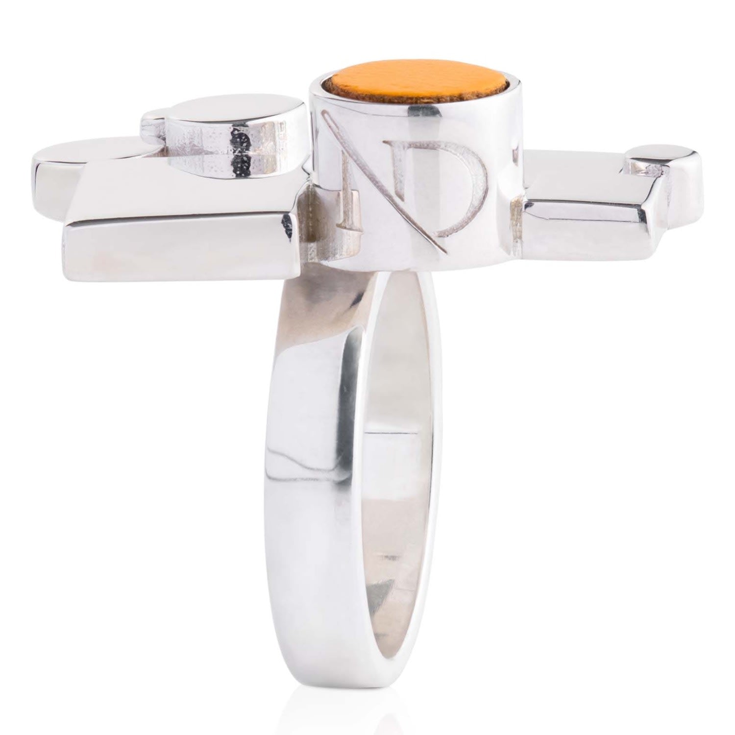 Ada Sterling Silver & Yellow Leather Ring