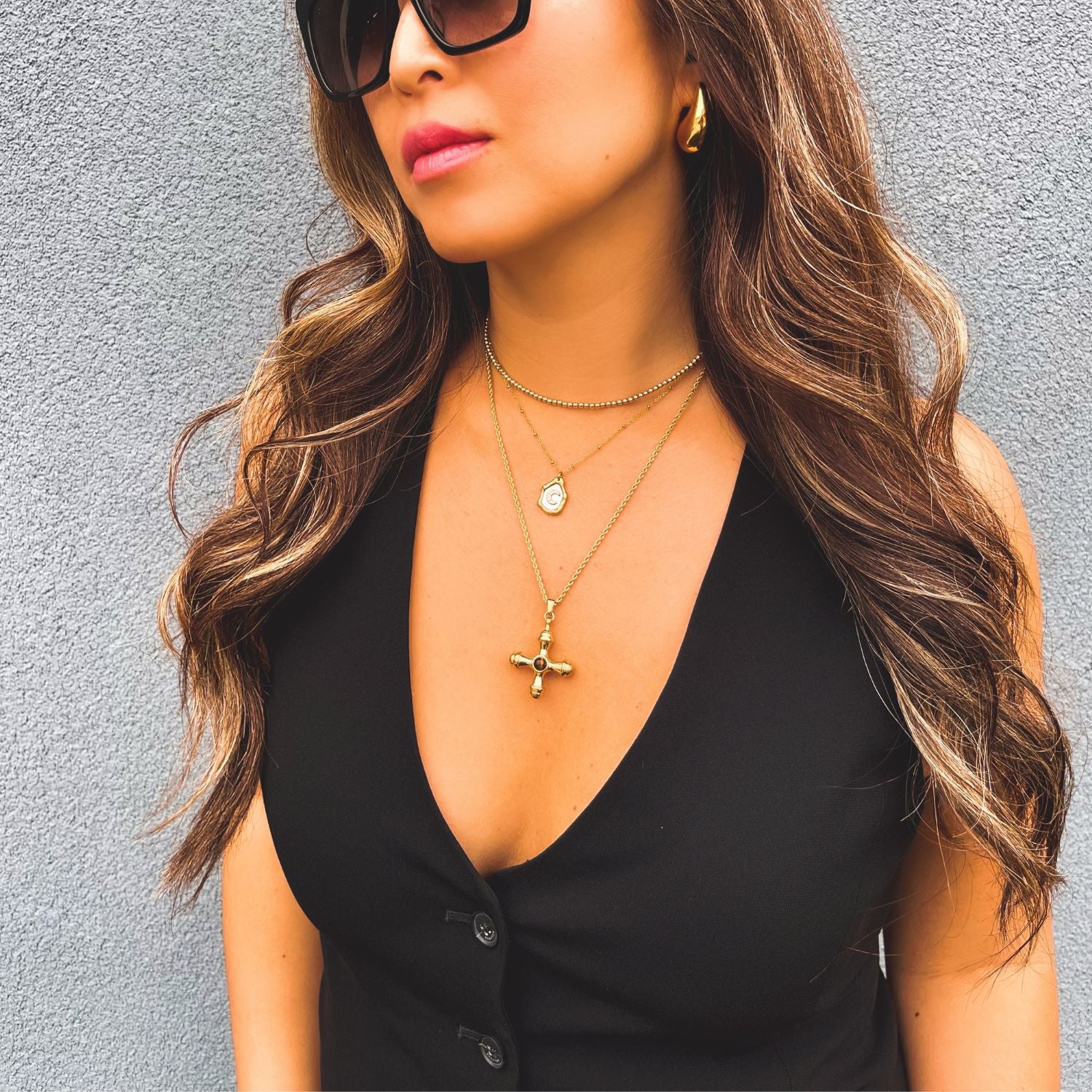 Adalena Vintage Cross Pendant Necklace