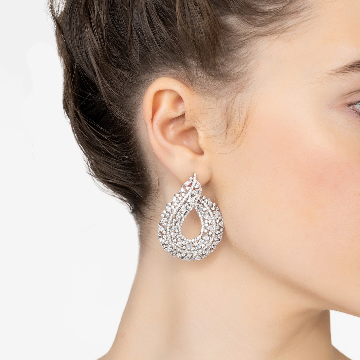 Adalinda Sweeping Hoop Earrings Silver