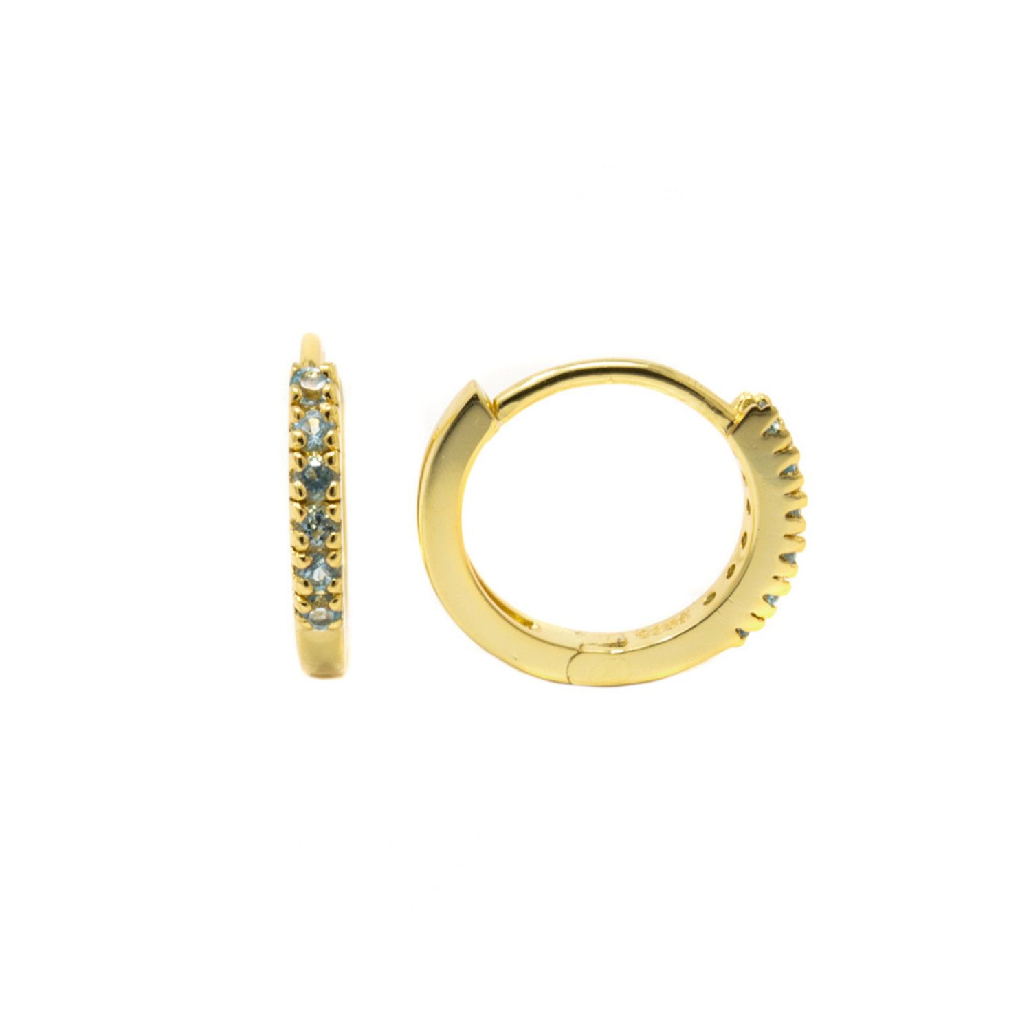 Adaya Huggie Hoops- Blue Topaz, Gold